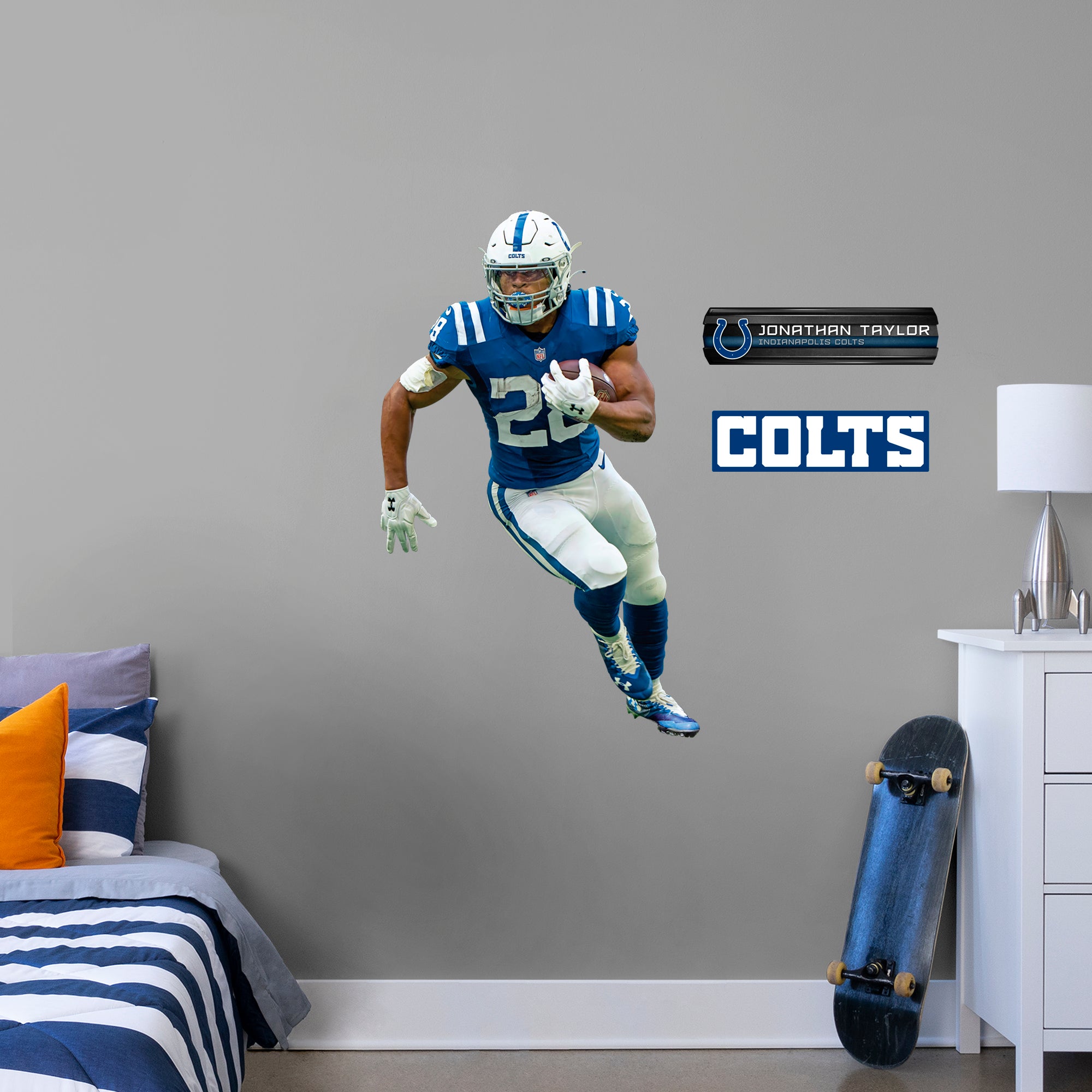 Jonathan Taylor for Indianapolis Colts: Real Big - Officially Licensed NFL Removable Wall Decal Giant Athlete + 2 Decals by Fath