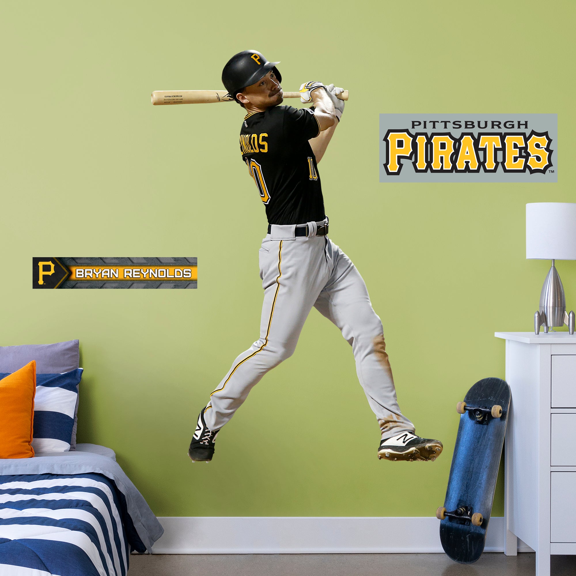 Bryan Reynolds for Pittsburgh Pirates - Officially Licensed MLB Removable Wall Decal Life-Size Athlete + 2 Decals by Fathead | V