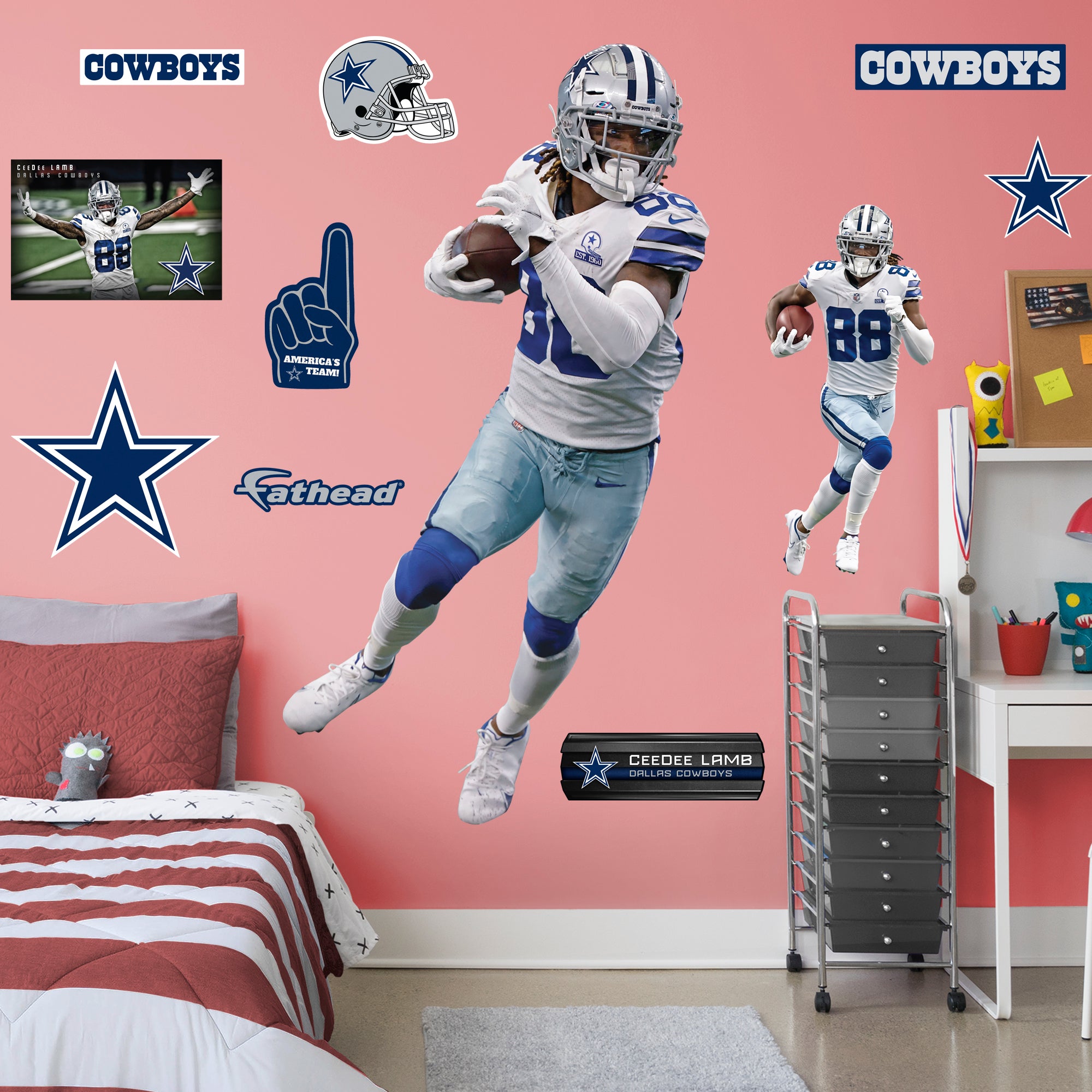 CeeDee Lamb 2020 - Officially Licensed NFL Removable Wall Decal Giant Athlete + 2 Decals by Fathead | Vinyl