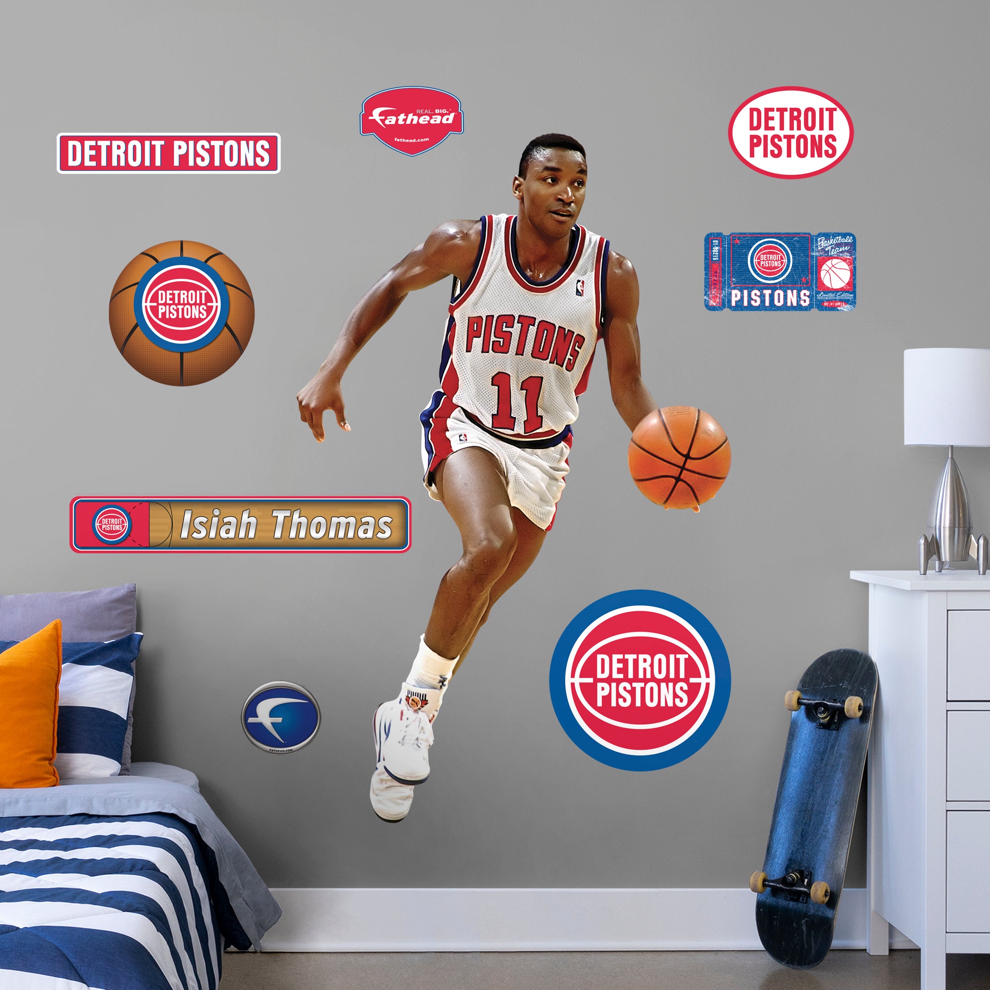 Isaiah Thomas Legend - Officially Licensed NBA Removable Wall Decal Life-Size Athlete + 8 Decals (48"W x 76"H) by Fathead | Viny