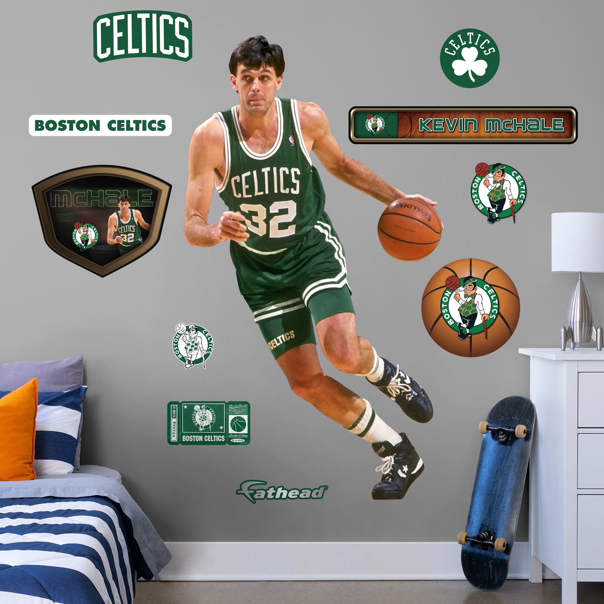 Kevin McHale Legend - Officially Licensed NBA Removable Wall Decal Life-Size Athlete + 10 Decals (43"W x 77"H) by Fathead | Viny
