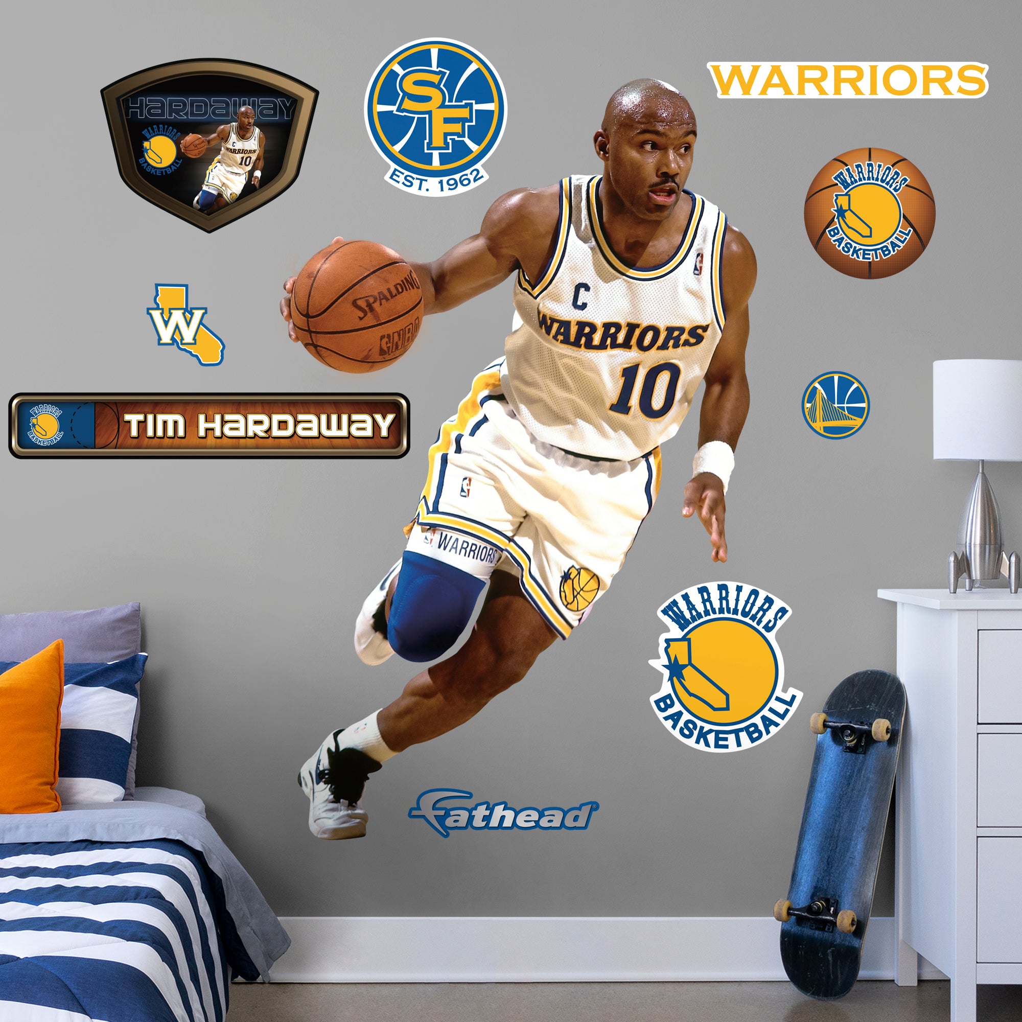 Tim Hardaway Legend - Officially Licensed NBA Removable Wall Decal Life-Size Athlete + 10 Decals (45"W x 71"H) by Fathead | Viny