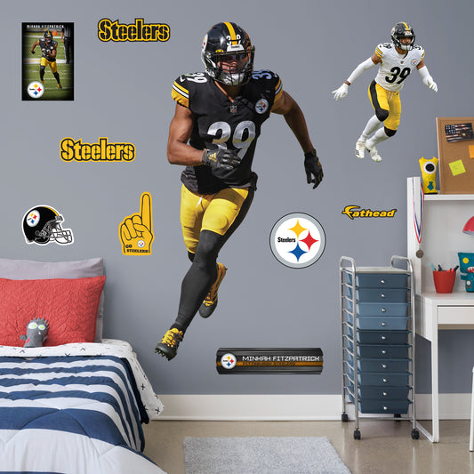 Pittsburgh Steelers: Jerome Bettis Legend - NFL Removable Wall Adhesive Wall Decal Life-Size Athlete +12 Wall Decals 54W x 77H