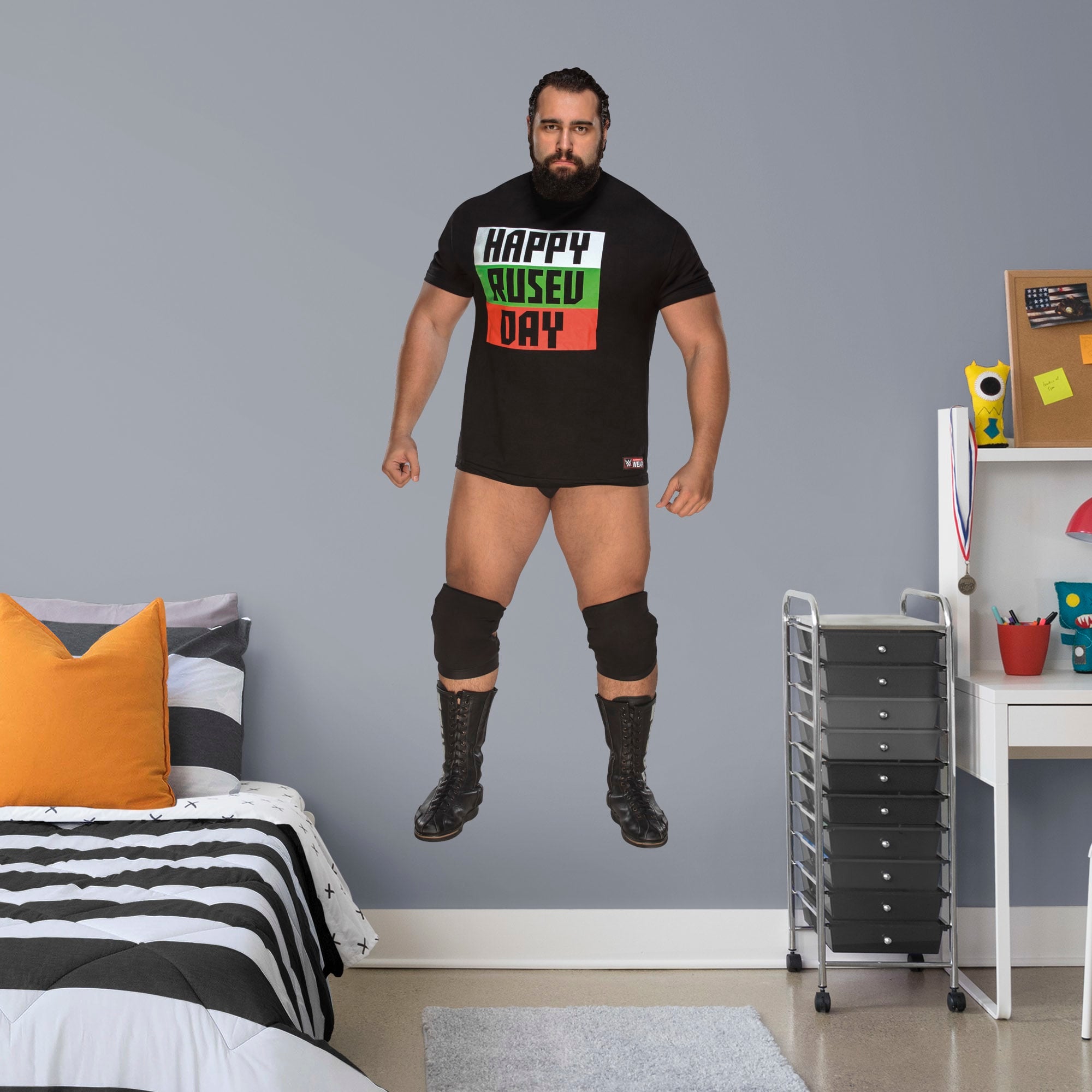 Rusev for WWE - Officially Licensed Removable Wall Decal Life-Size Superstar + 2 Decals (35"W x 78"H) by Fathead | Vinyl