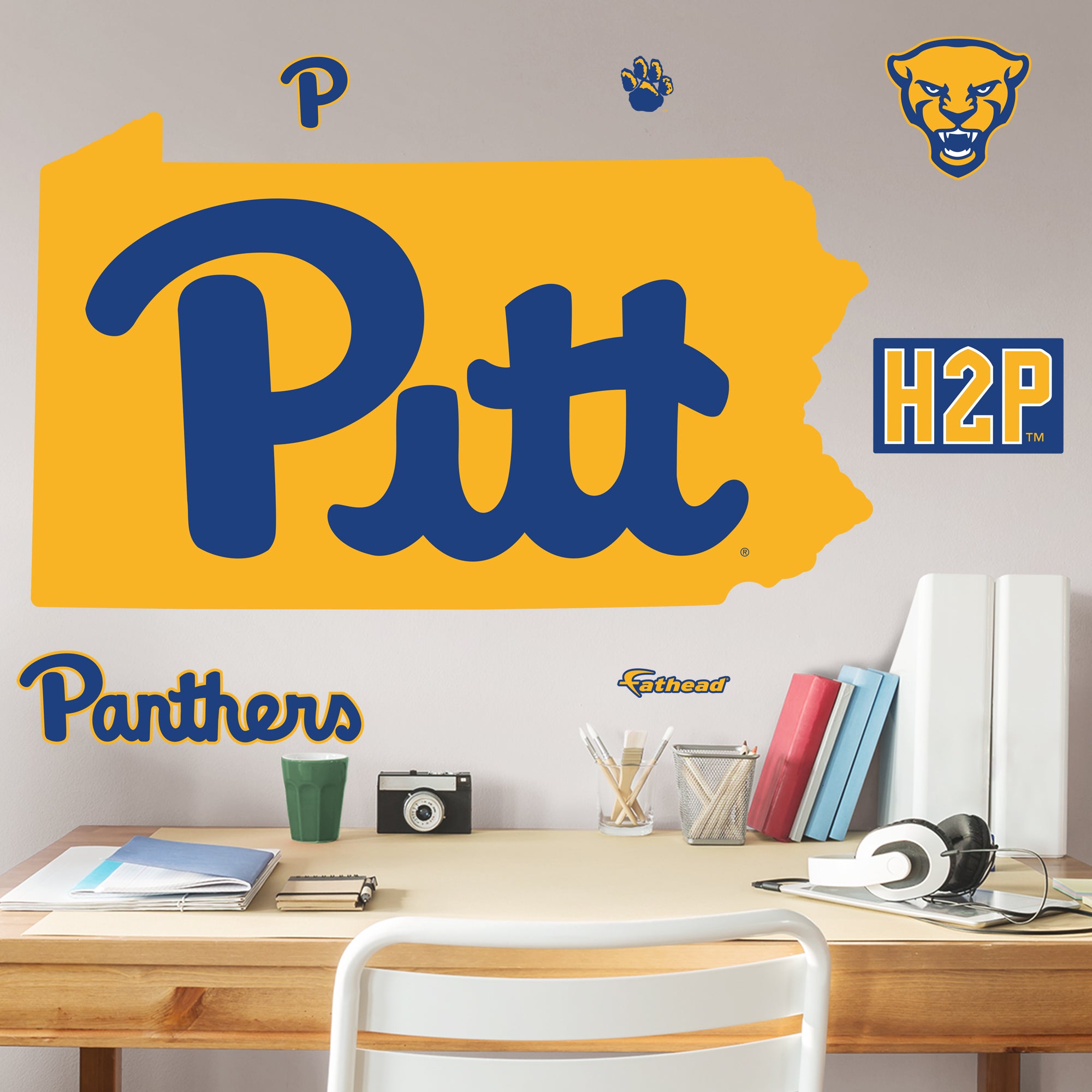 Pittsburgh Panthers: State of Pennsylvania - Officially Licensed Removable Wall Decal Giant Logo by Fathead | Vinyl