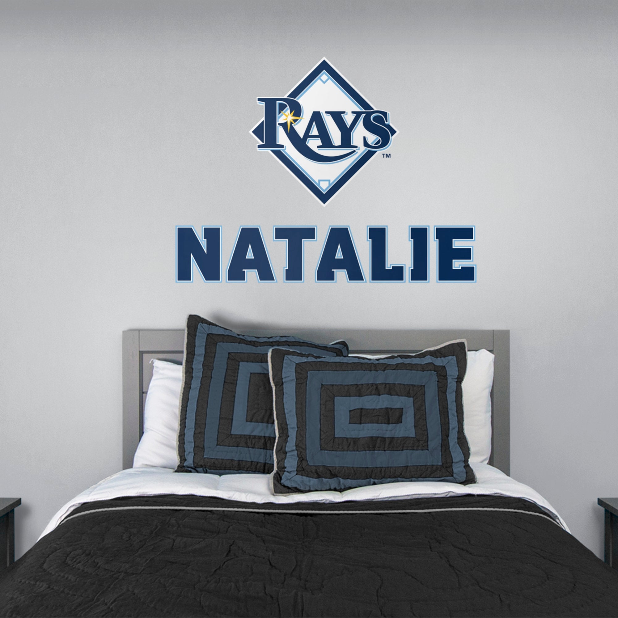 Tampa Bay Rays: Stacked Personalized Name - Officially Licensed MLB Transfer Decal in Navy (52"W x 39.5"H) by Fathead | Vinyl