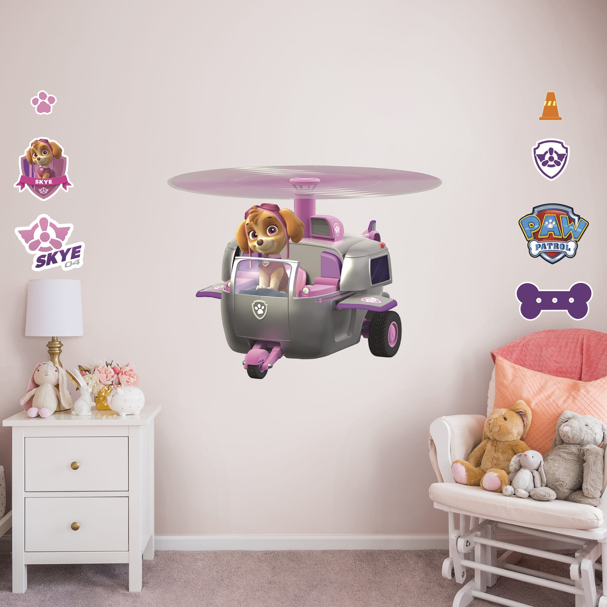 Skye: Helicopter - Officially Licensed PAW Patrol Removable Wall Decal Giant Character + 8 Licensed Decals (49"W x 38"H) by Fath