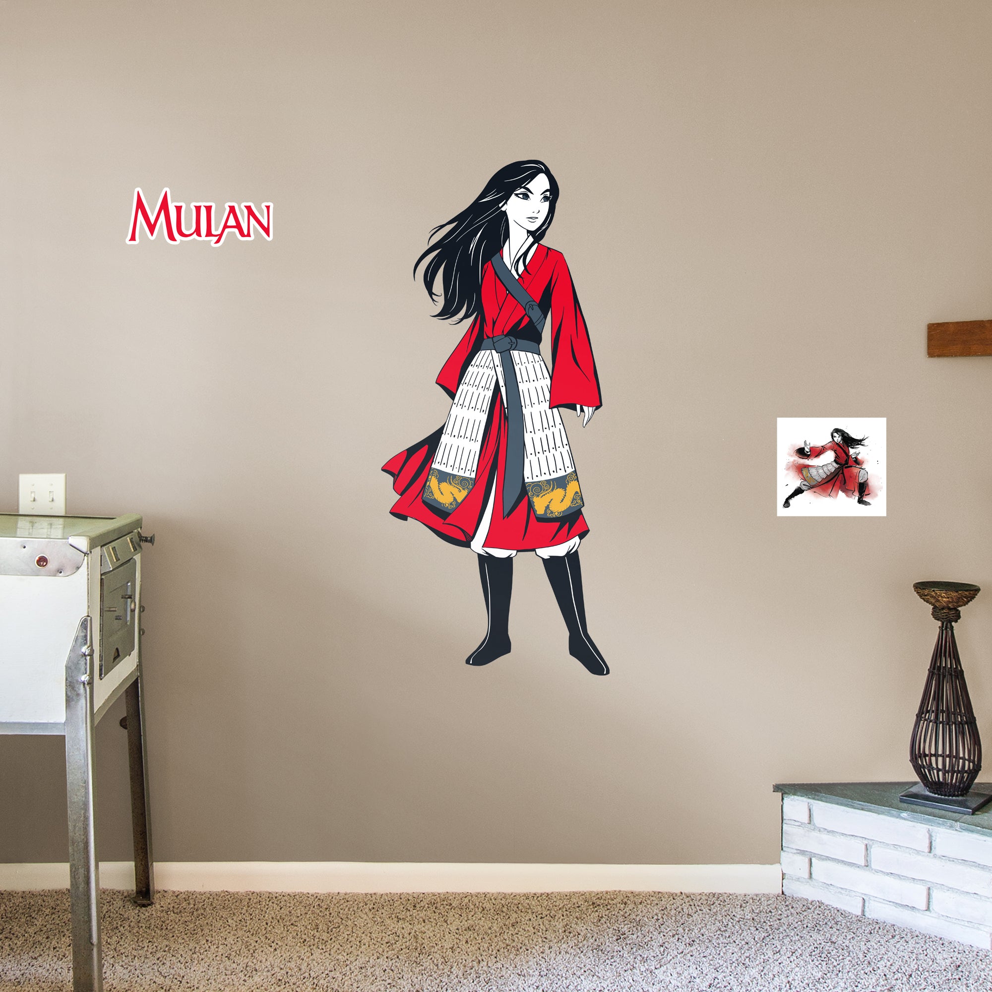 Mulan - Illustrated-Officially Licensed Disney Removable Wall Decal Giant Size + 2 Decals by Fathead | Vinyl