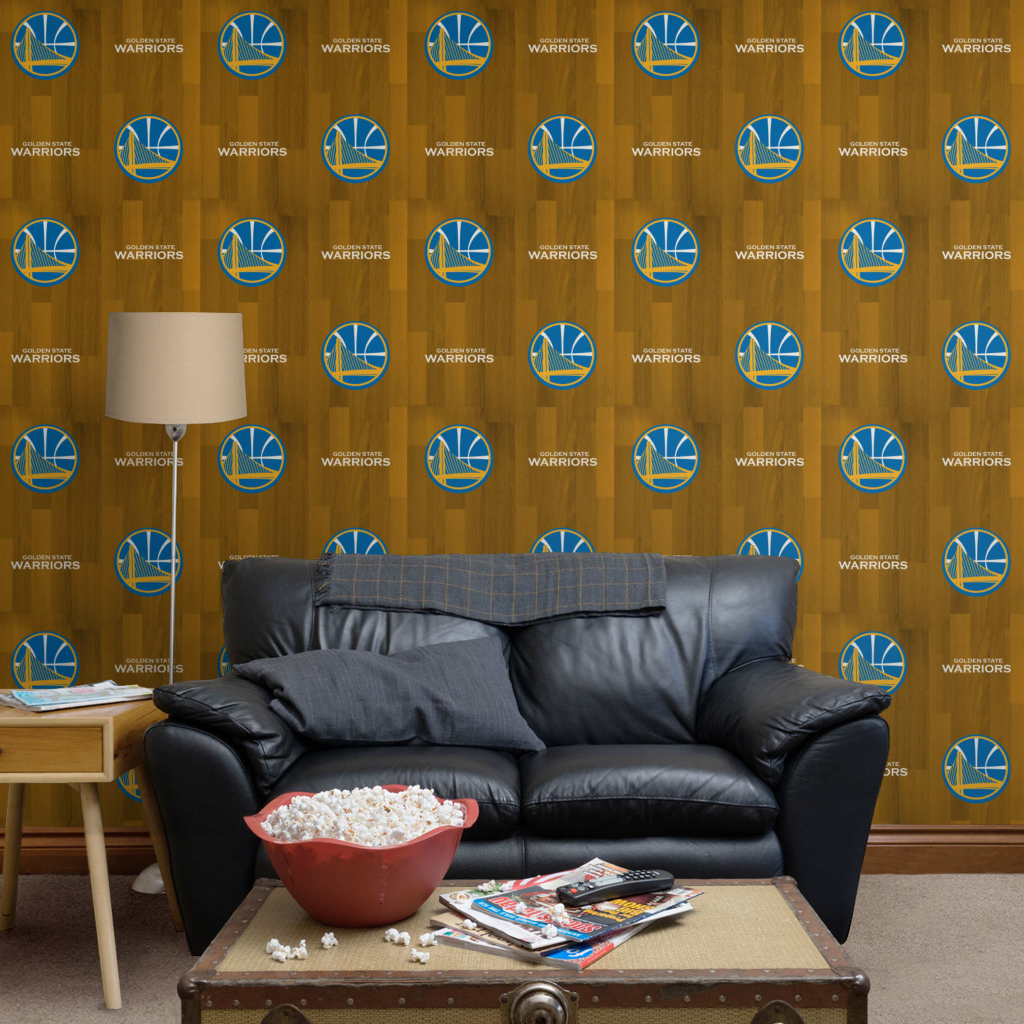 Golden State Warriors: Hardwood Pattern - Officially Licensed Removable Wallpaper 12" x 12" Sample by Fathead