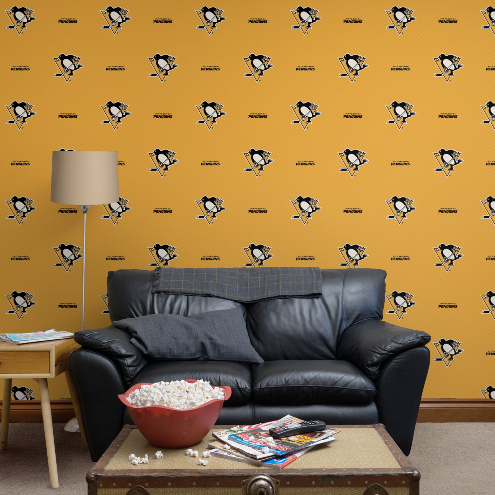 Pittsburgh Penguins: Stripes Pattern - Officially Licensed NHL Removable Wallpaper 12" x 12" Sample by Fathead