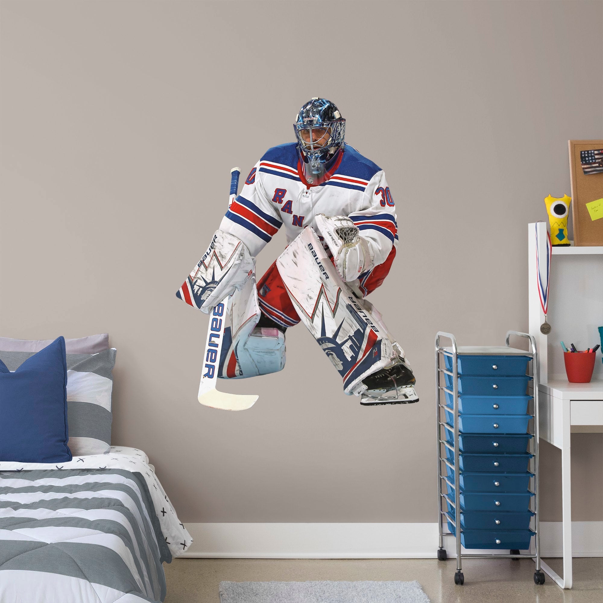 Henrik Lundqvist for New York Rangers: Away - Officially Licensed NHL Removable Wall Decal Giant Athlete + 2 Decals (38"W x 50"H