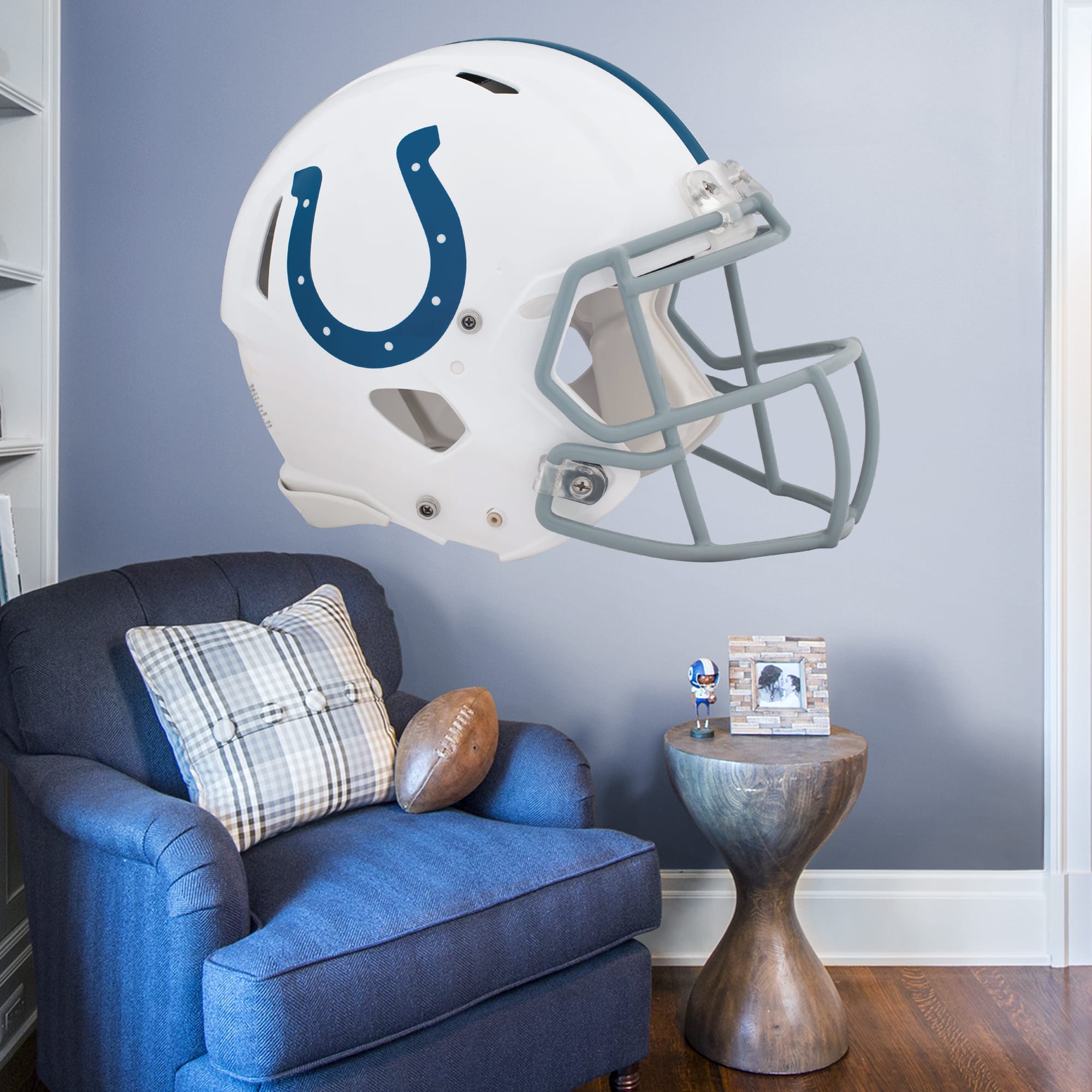 Indianapolis Colts: Helmet - Officially Licensed NFL Removable Wall Decal Huge Helmet + 4 Decals (56"W x 45"H) by Fathead | Viny