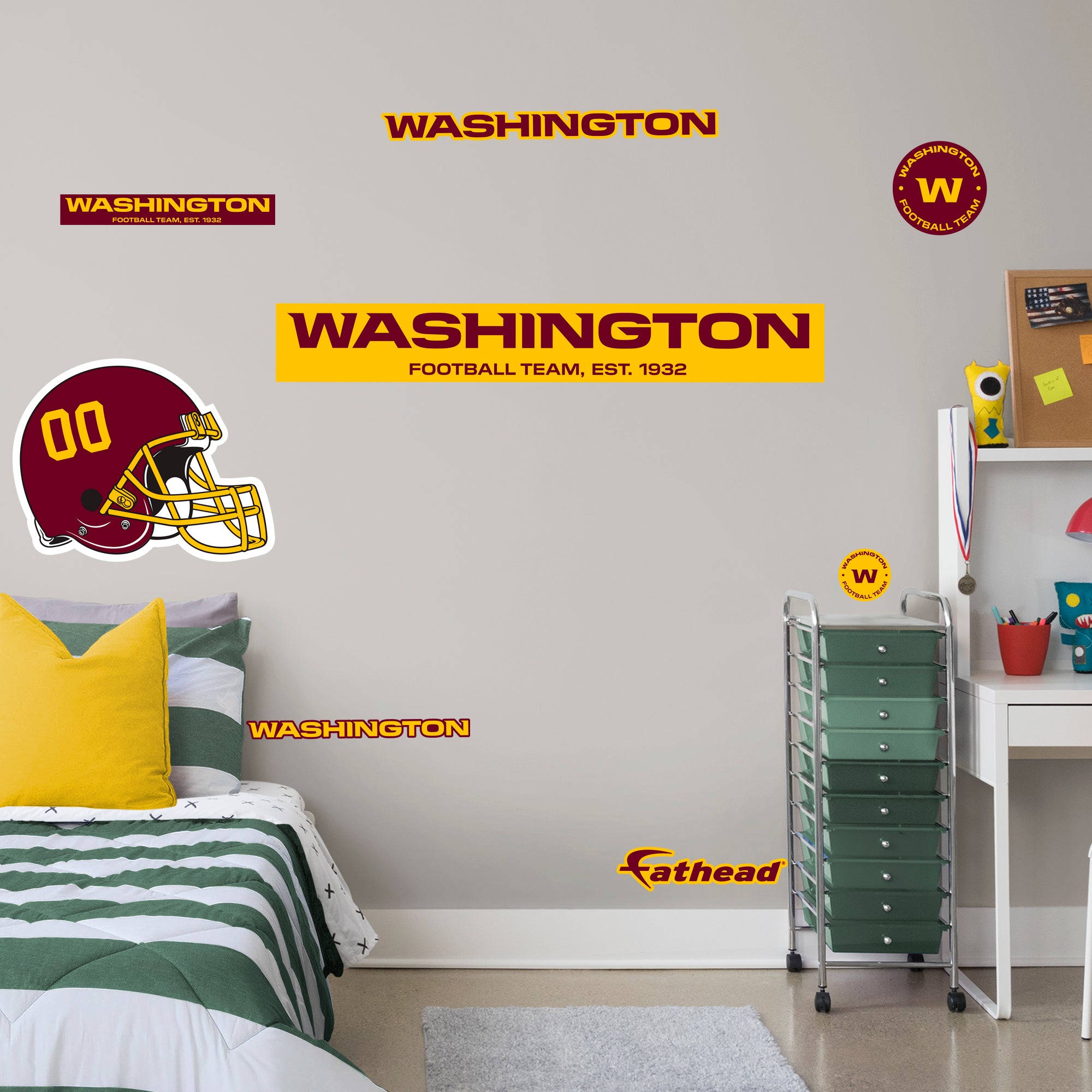 Washington Football Team: RealBig Logo - Officially Licensed NFL Removable Wall Decal Giant Logo + 7 Decals by Fathead | Vinyl