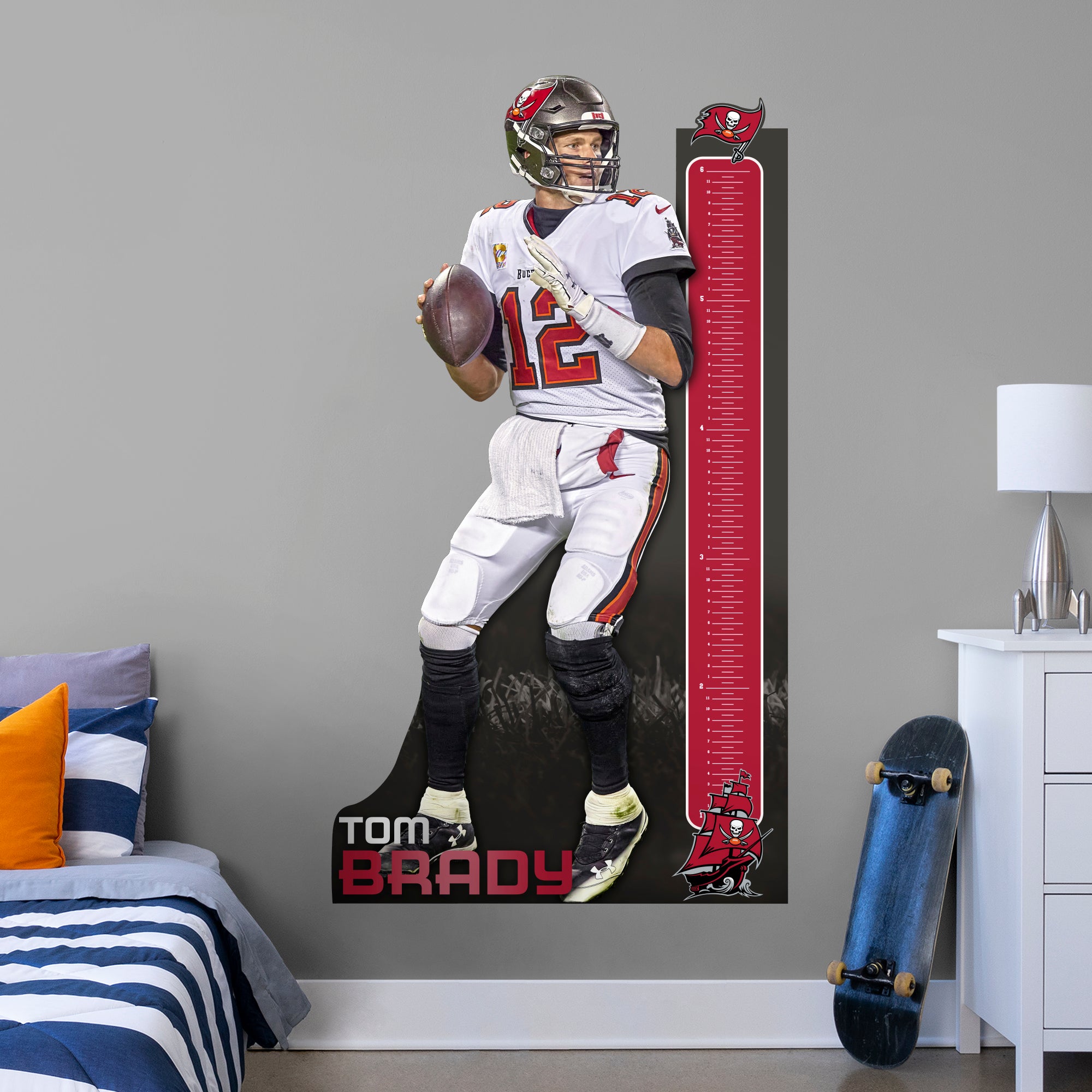 Tom Brady 2020 Growth Chart - Officially Licensed NFL Removable Wall Decal Growth Chart (42"W x 77"H) by Fathead | Vinyl