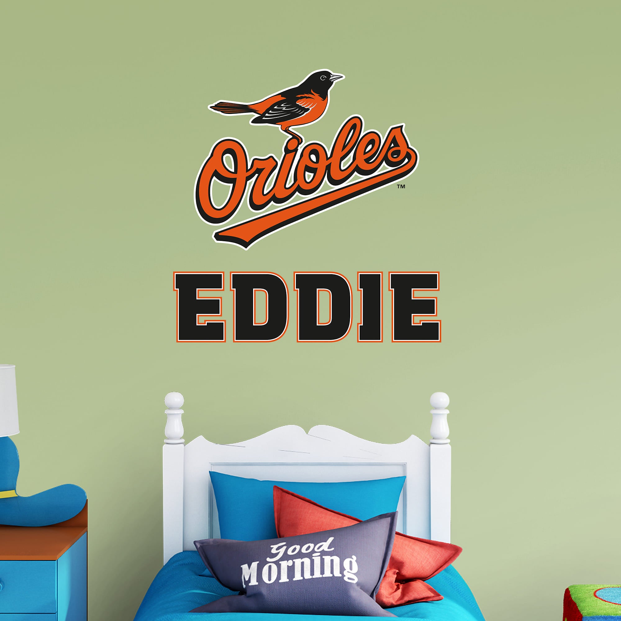 Baltimore Orioles: Stacked Personalized Name - Officially Licensed MLB Transfer Decal in Black (52"W x 39.5"H) by Fathead | Viny