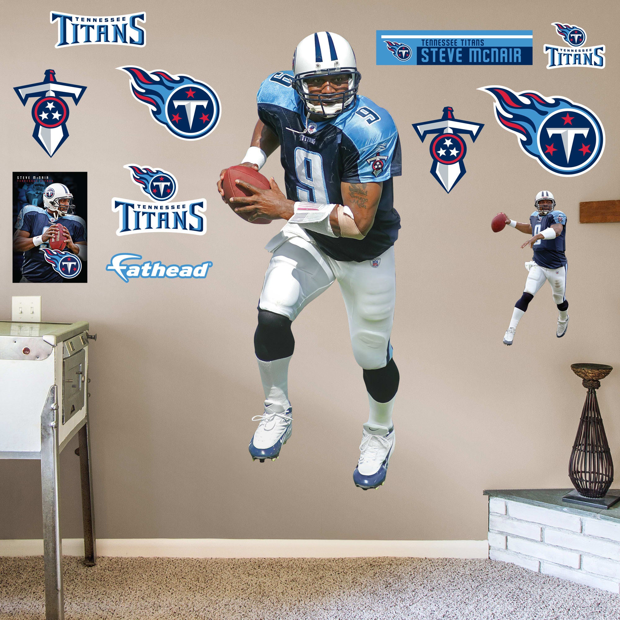 Steve McNair for Tennessee Titans: Titans Legend - Officially Licensed NFL Removable Wall Decal Life-Size Athlete + 11 Decals (5