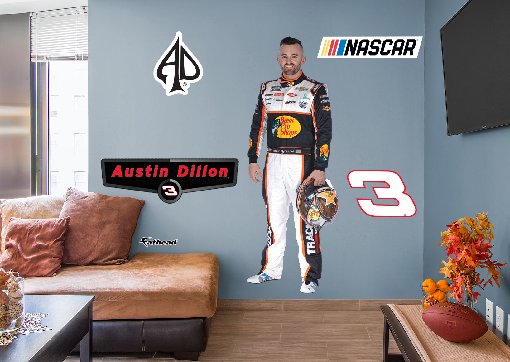 Austin Dillon 2021 Driver - Officially Licensed NASCAR Removable Wall Decal Life-Size Character + 5 Decals (28"W x 78"H) by Fath