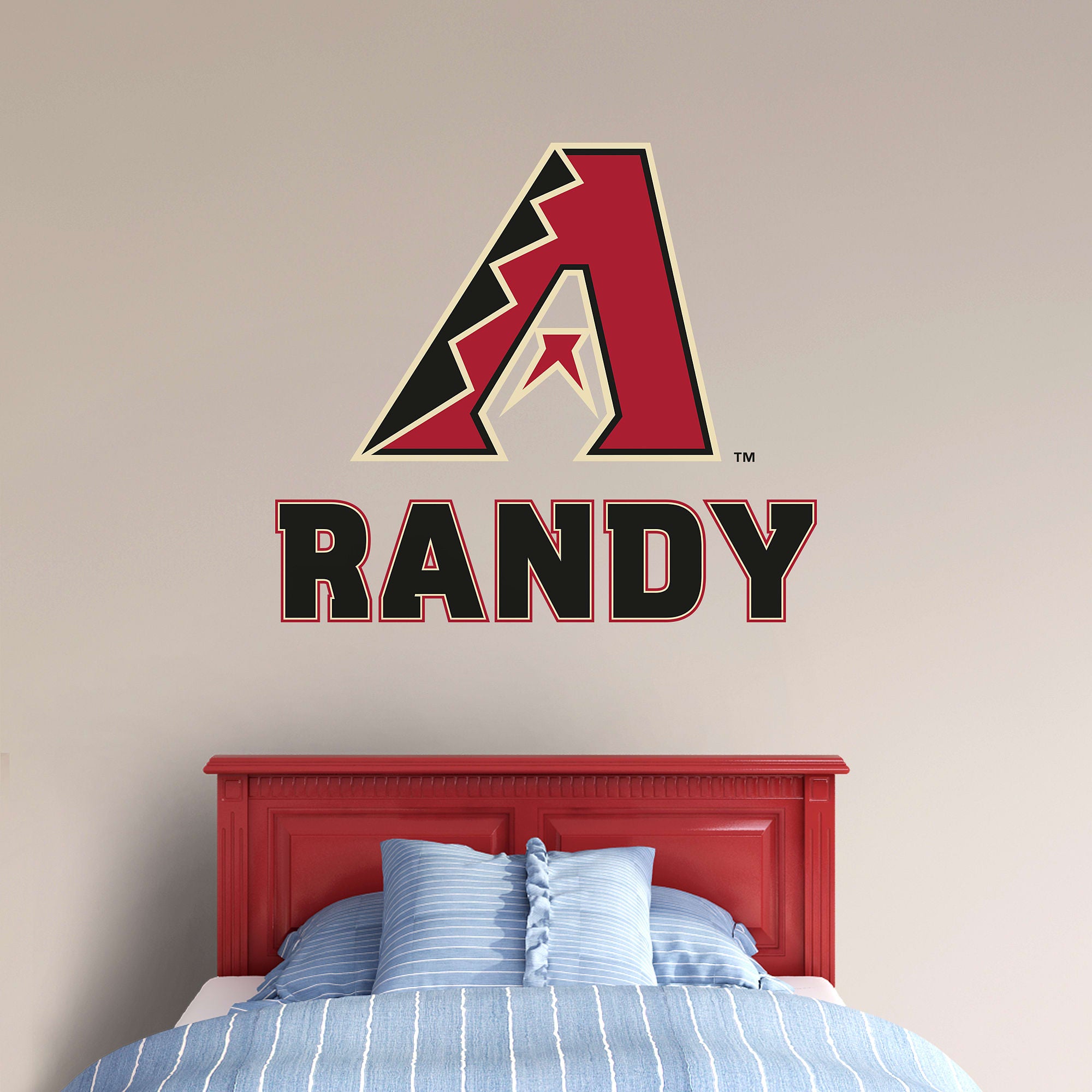 Arizona Diamondbacks: Stacked Personalized Name - Officially Licensed MLB Transfer Decal in Black (52"W x 39.5"H) by Fathead | V