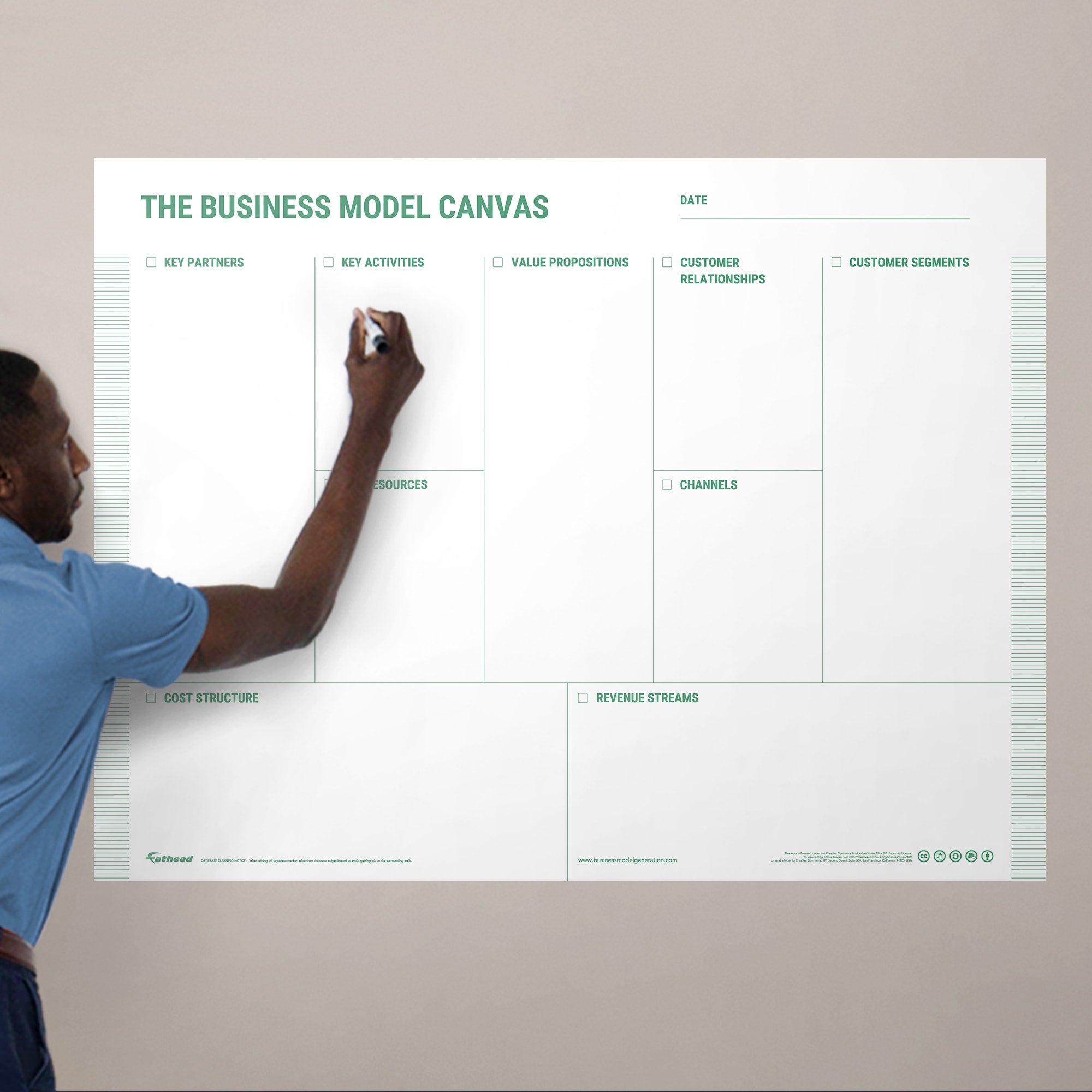 Business Model: Modern Design - Removable Dry Erase Vinyl Decal in Green (52"W x 40"H) by Fathead