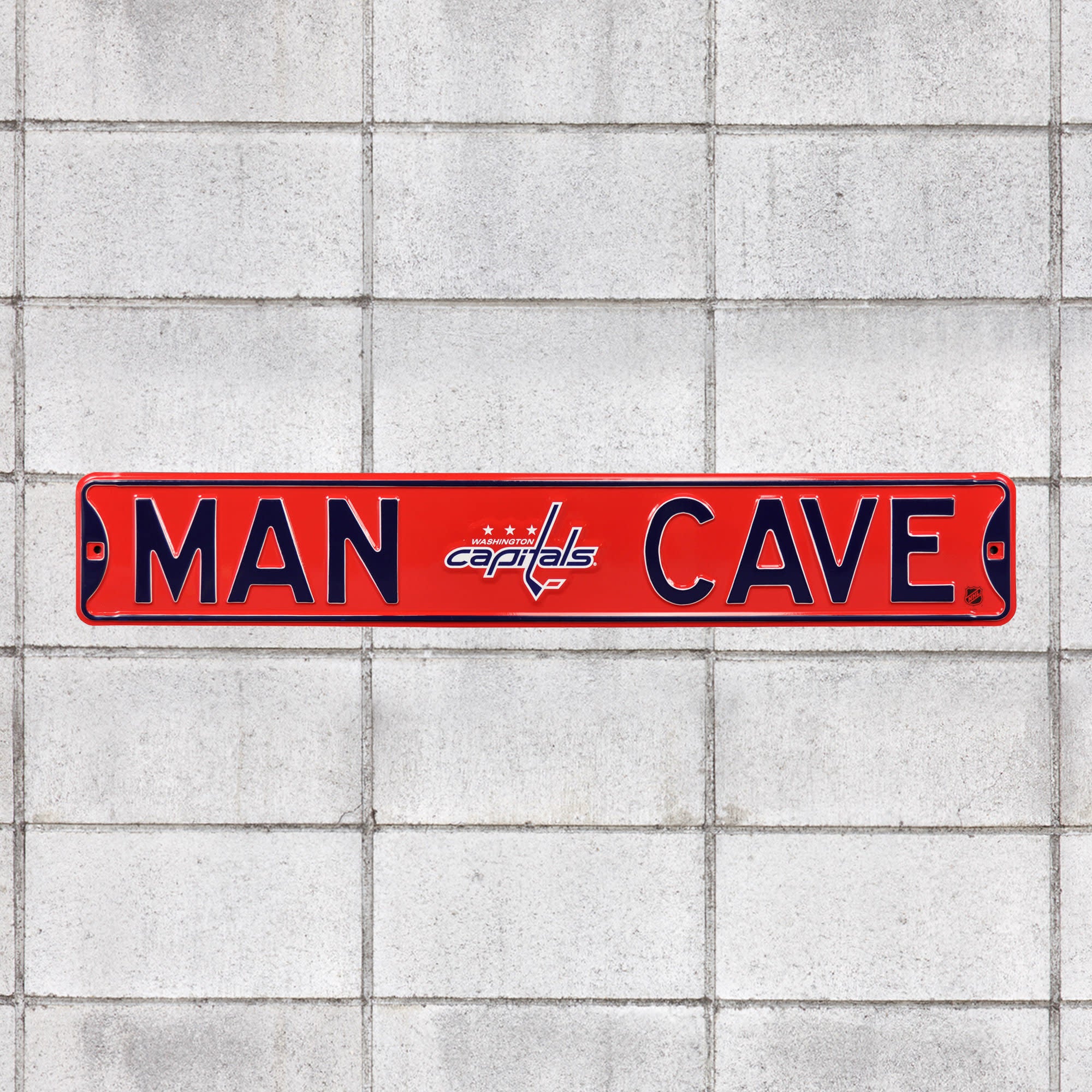 Washington Capitals: Man Cave - Officially Licensed NHL Metal Street Sign 36.0"W x 6.0"H by Fathead | 100% Steel