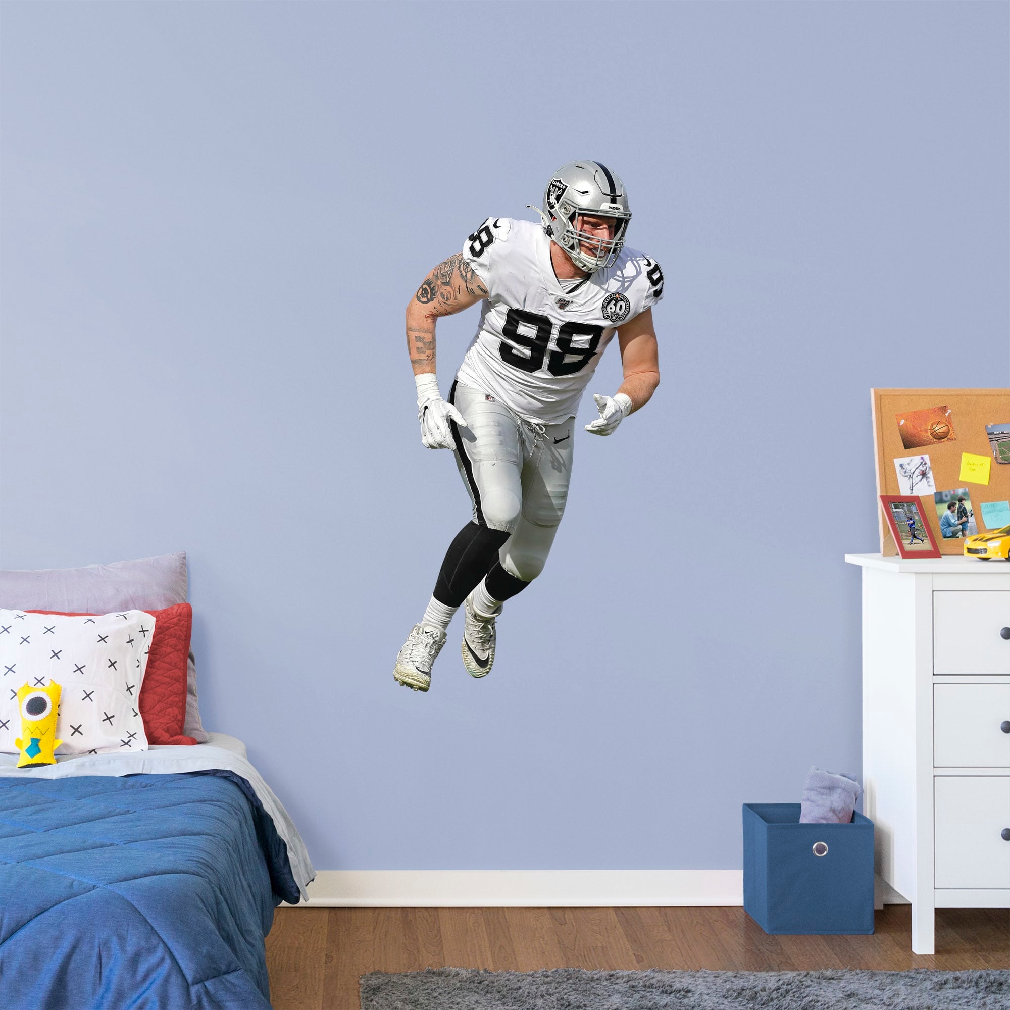 Maxx Crosby for Las Vegas Raiders - Officially Licensed NFL Removable Wall Decal Giant Athlete + 2 Decals (26"W x 51"H) by Fathe