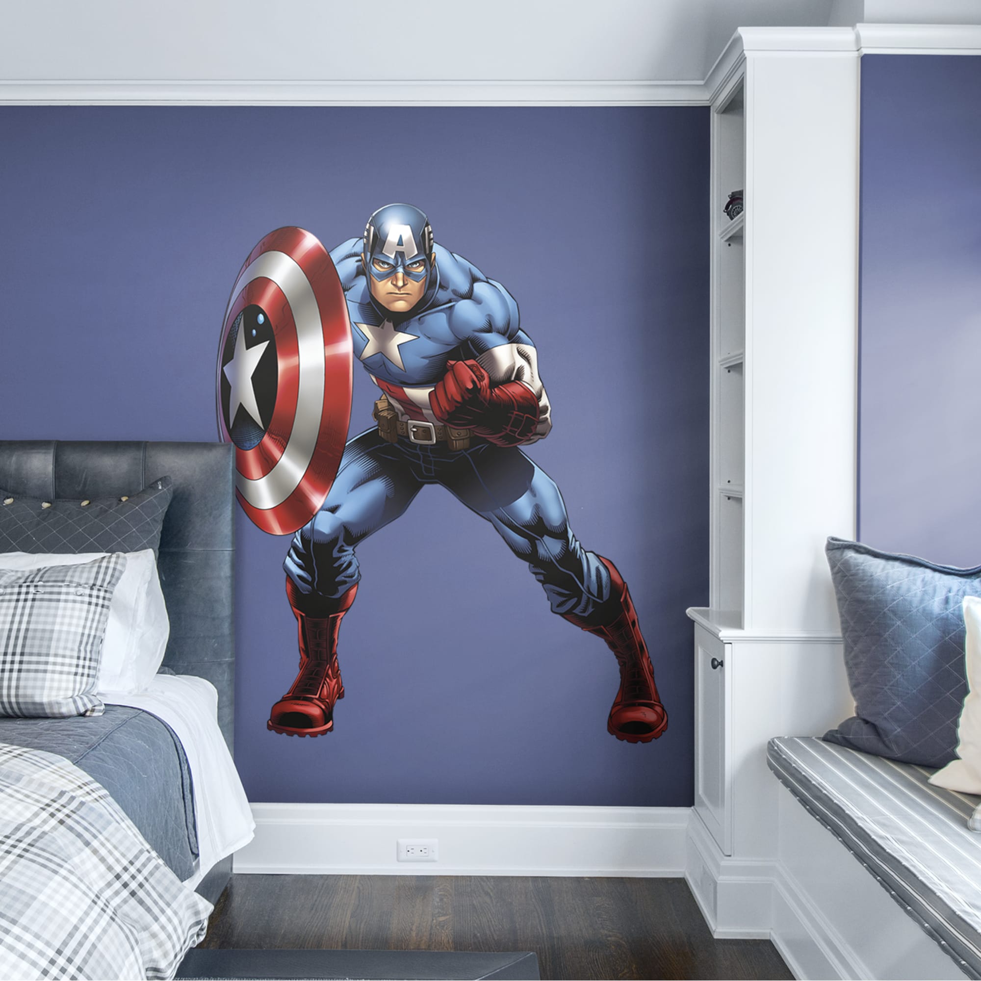 Captain America: Marvels Avengers Assemble - Officially Licensed Removable Wall Decal 58.0"W x 68.0"H by Fathead | Vinyl