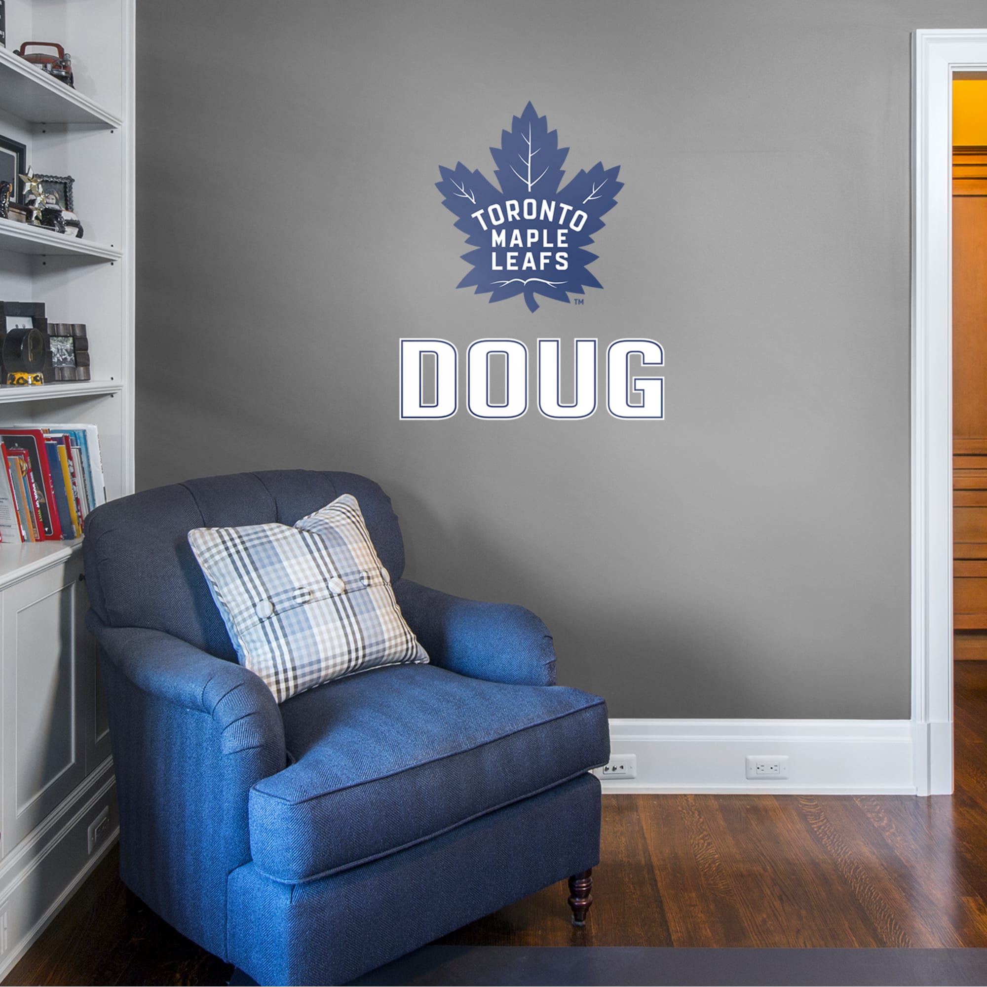 Toronto Maple Leafs: Stacked Personalized Name - Officially Licensed NHL Transfer Decal in Blue/White (39.5"W x 52"H) by Fathead