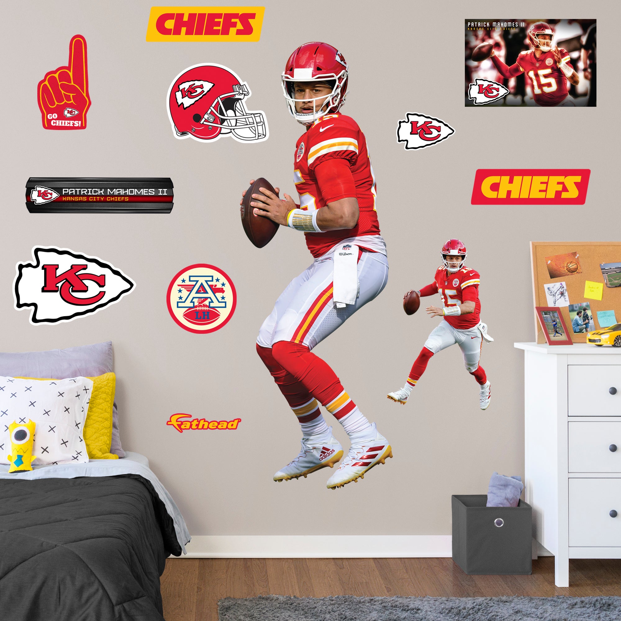 Patrick Mahomes II 2020 Pocket - Officially Licensed NFL Removable Wall Decal Life-Size Athlete + 11 Decals (26"W x 76"H) by Fat