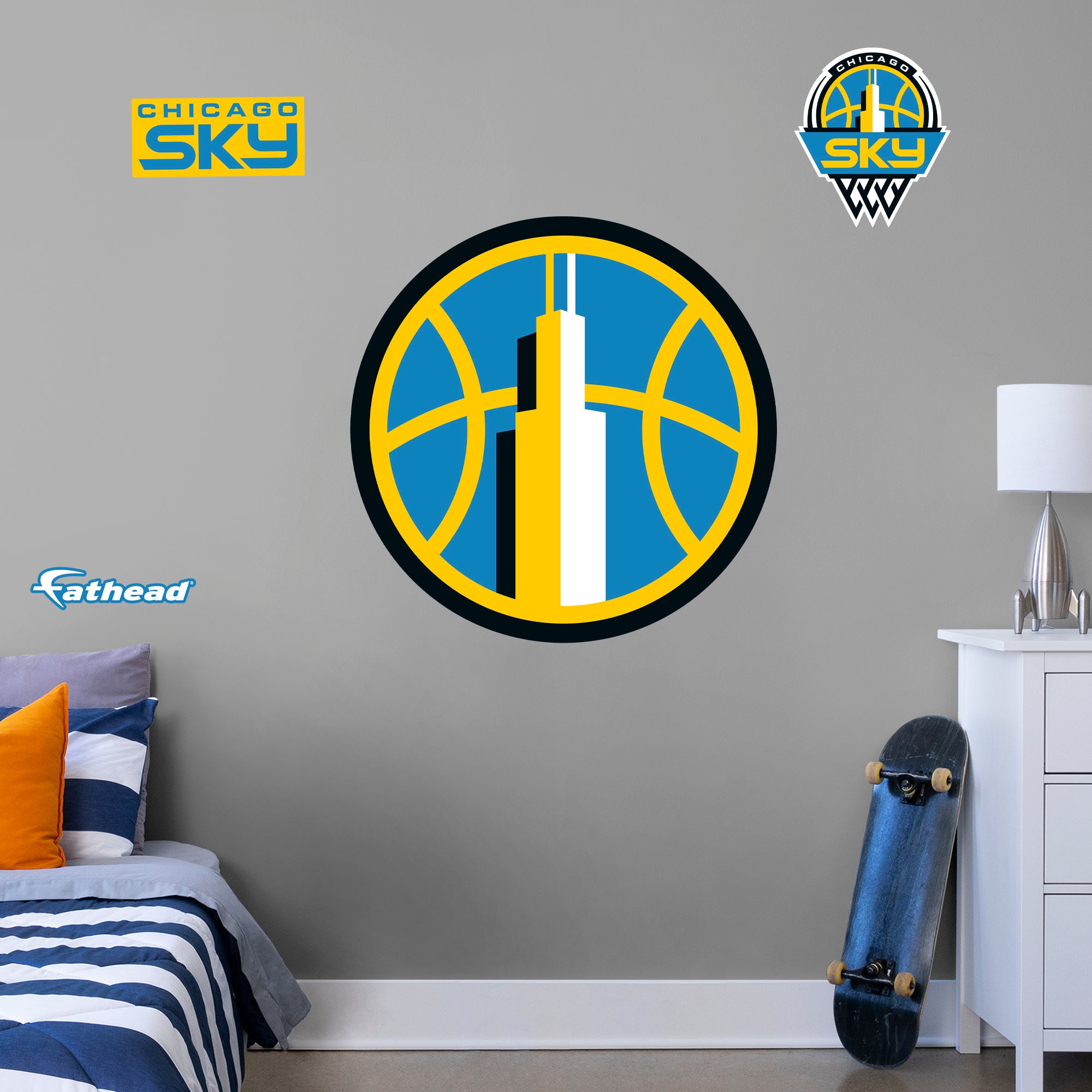 Chicago Sky: Logo - Officially Licensed WNBA Removable Wall Decal Giant + 3 Decals by Fathead | Vinyl