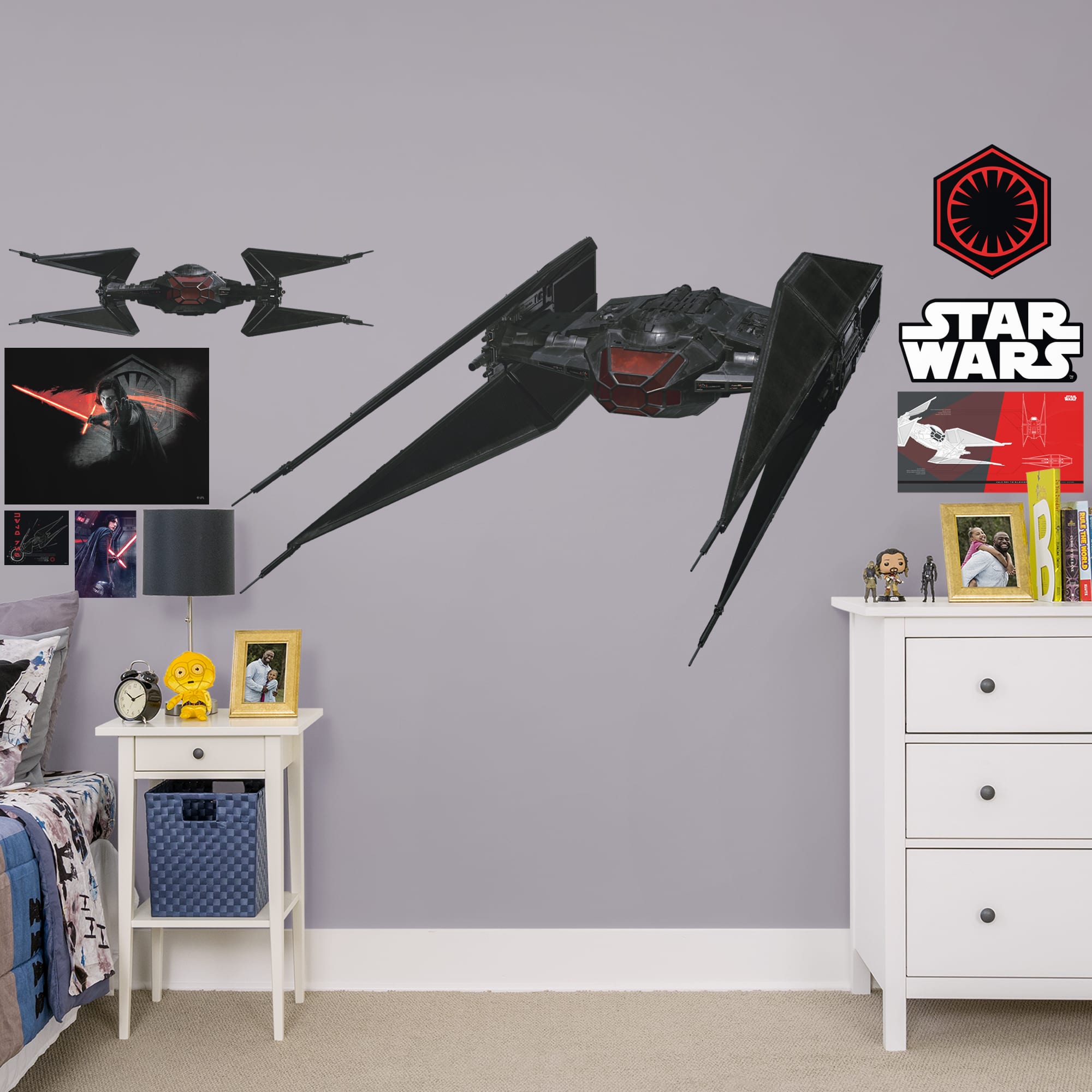 TIE Silencer - Officially Licensed Removable Wall Decal Huge Ship + 7 Decals (63"W x 41"H) by Fathead | Vinyl