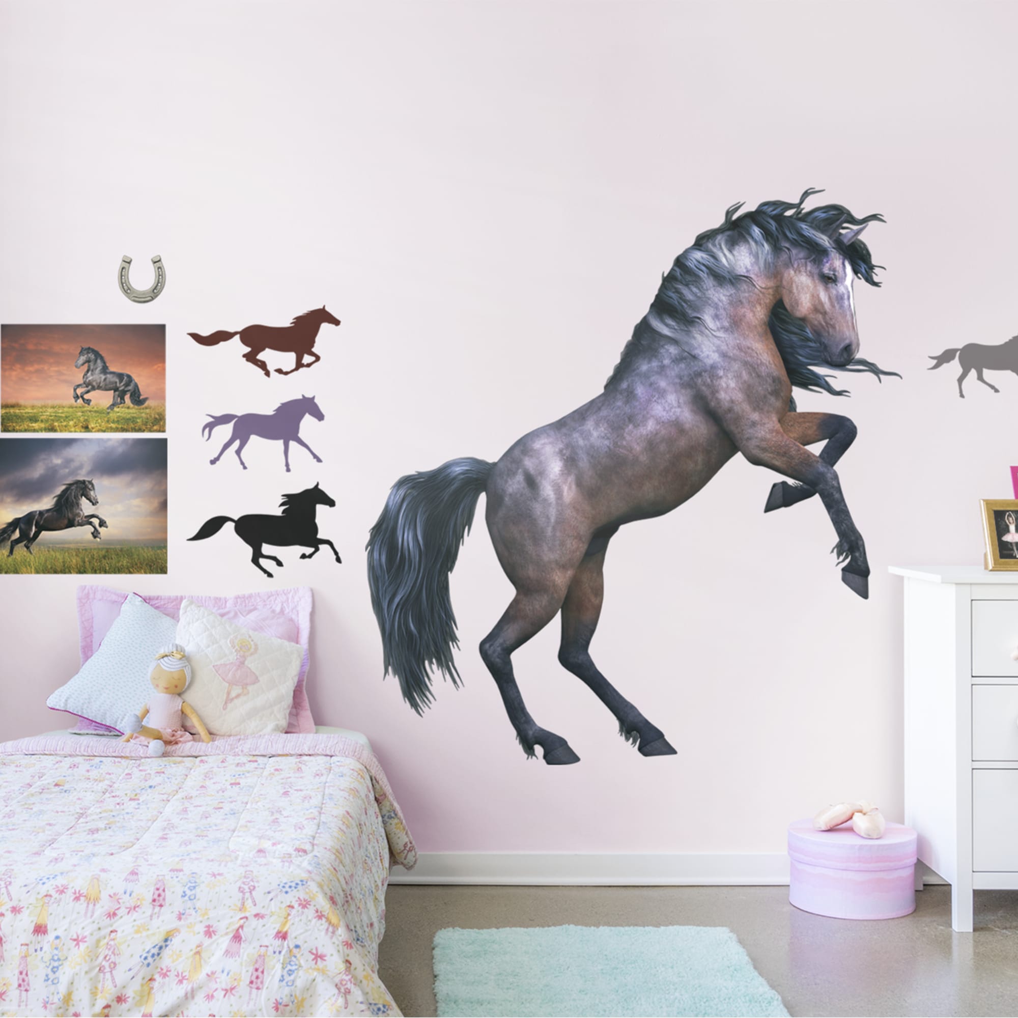 Dark Horse - Removable Vinyl Decal Huge Animal + 11 Decals (62"W x 66"H) by Fathead
