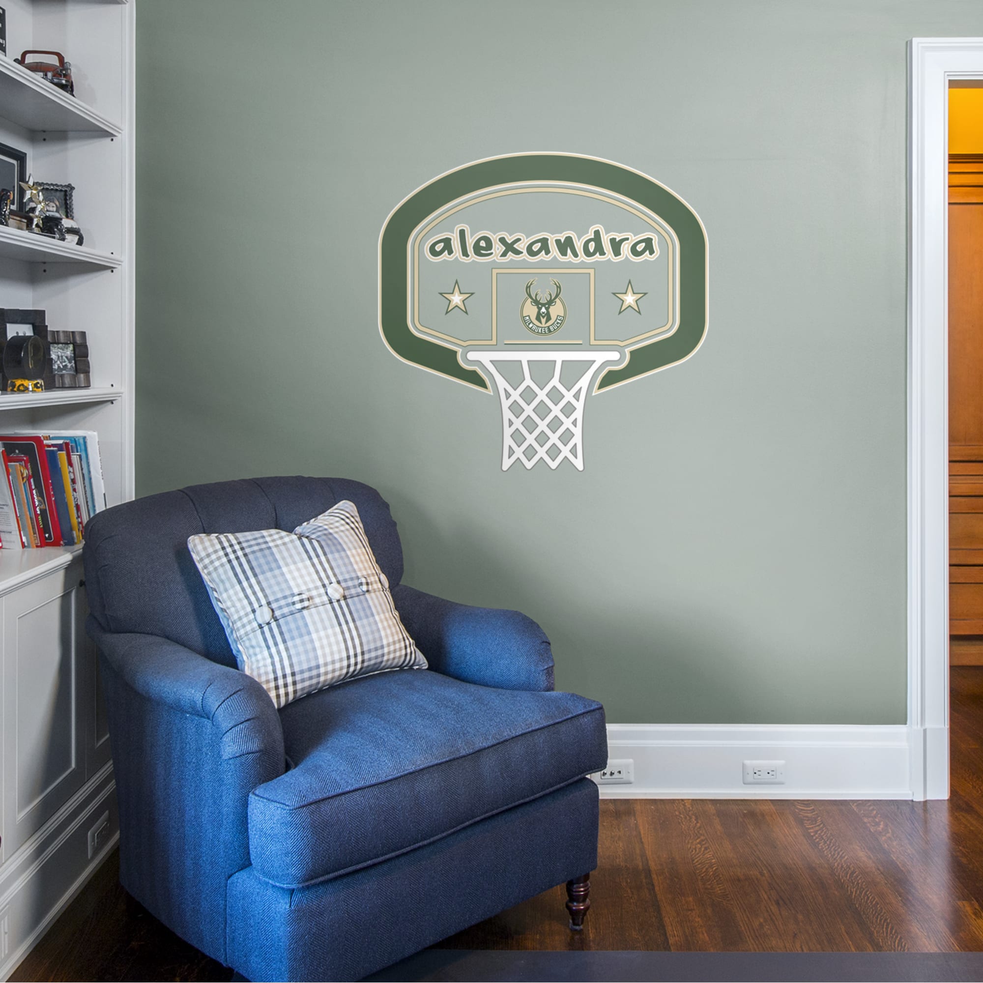 Milwaukee Bucks: Personalized Name - Officially Licensed NBA Transfer Decal 52.0"W x 39.5"H by Fathead | Vinyl