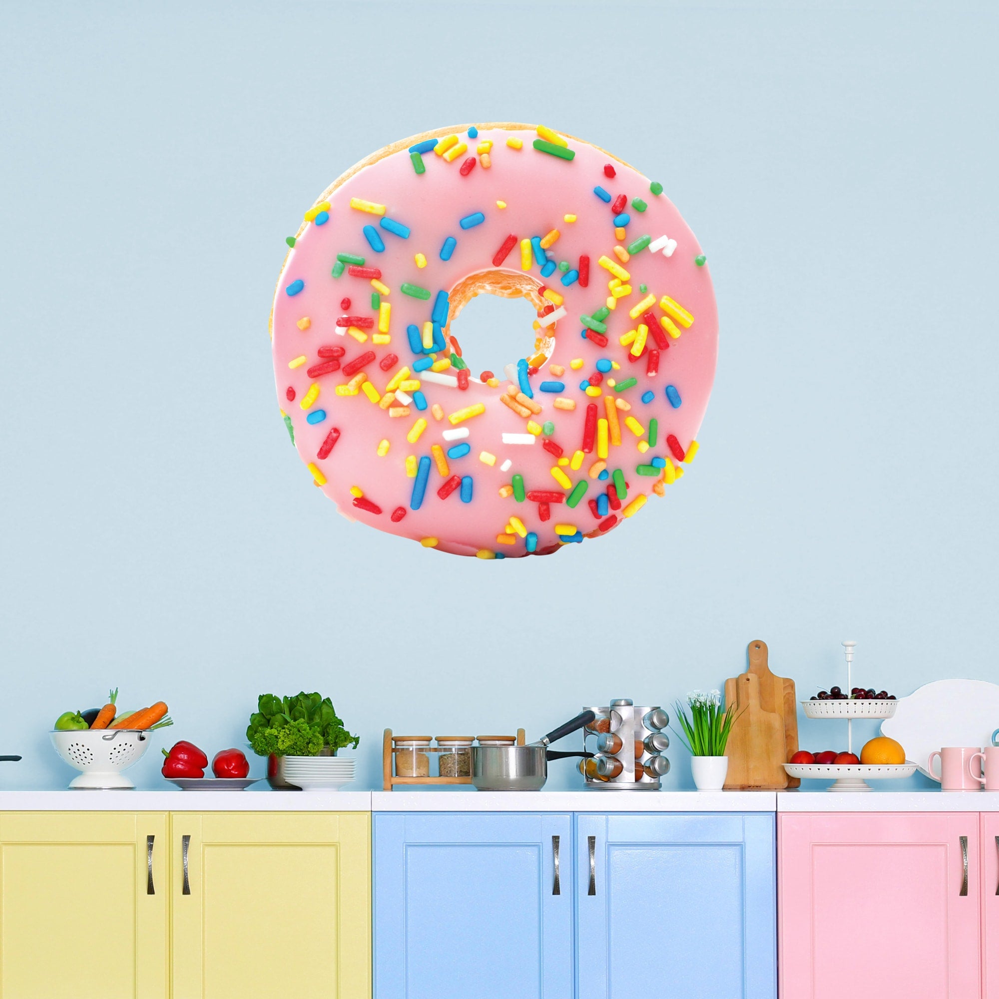 Donut - Removable Vinyl Decal Giant Donut + 2 Decals (38"W x 37"H) by Fathead
