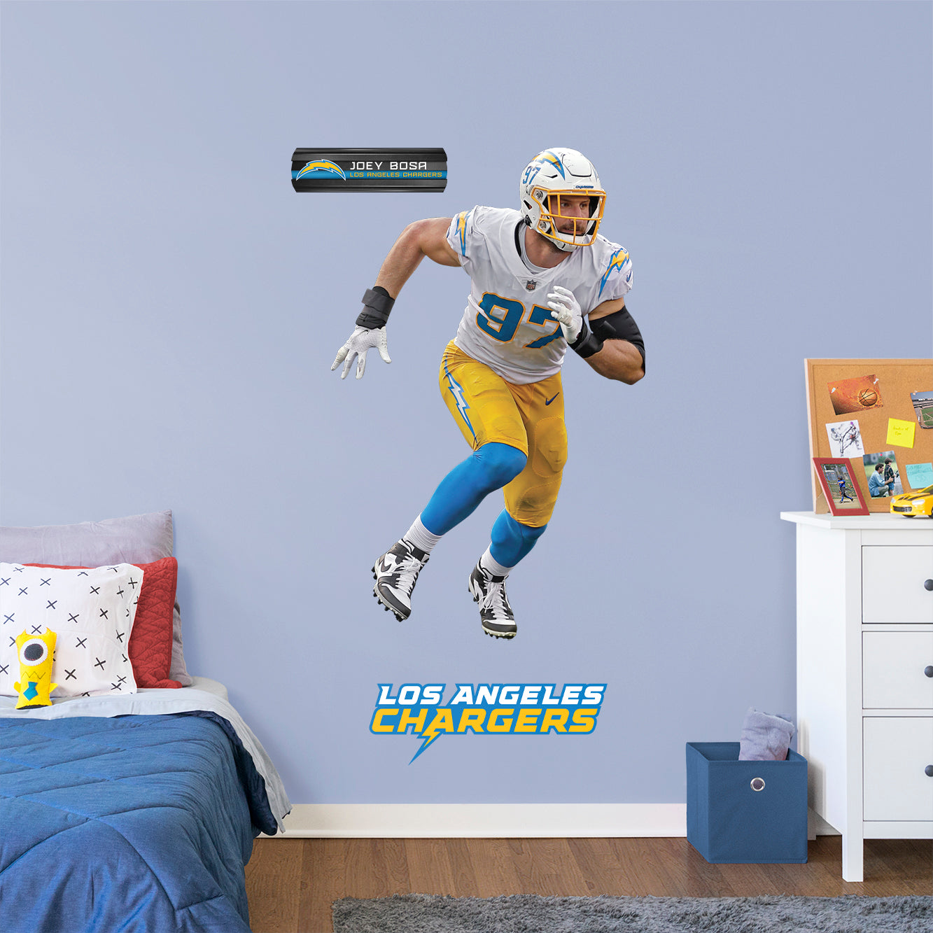 Joey Bosa 2020 - Officially Licensed NFL Removable Wall Decal Giant Athlete + 2 Decals (32"W x 50"H) by Fathead | Vinyl