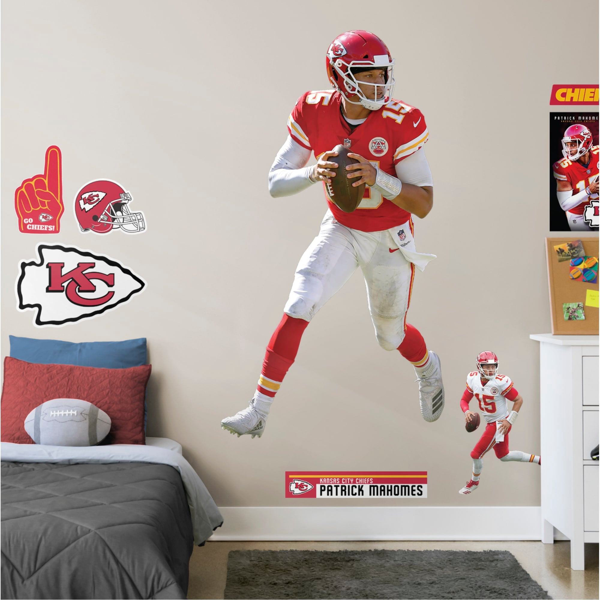 Patrick Mahomes for Kansas City Chiefs - Officially Licensed NFL Removable Wall Decal Life-Size Athlete + 10 Decals (42"W x 77"H