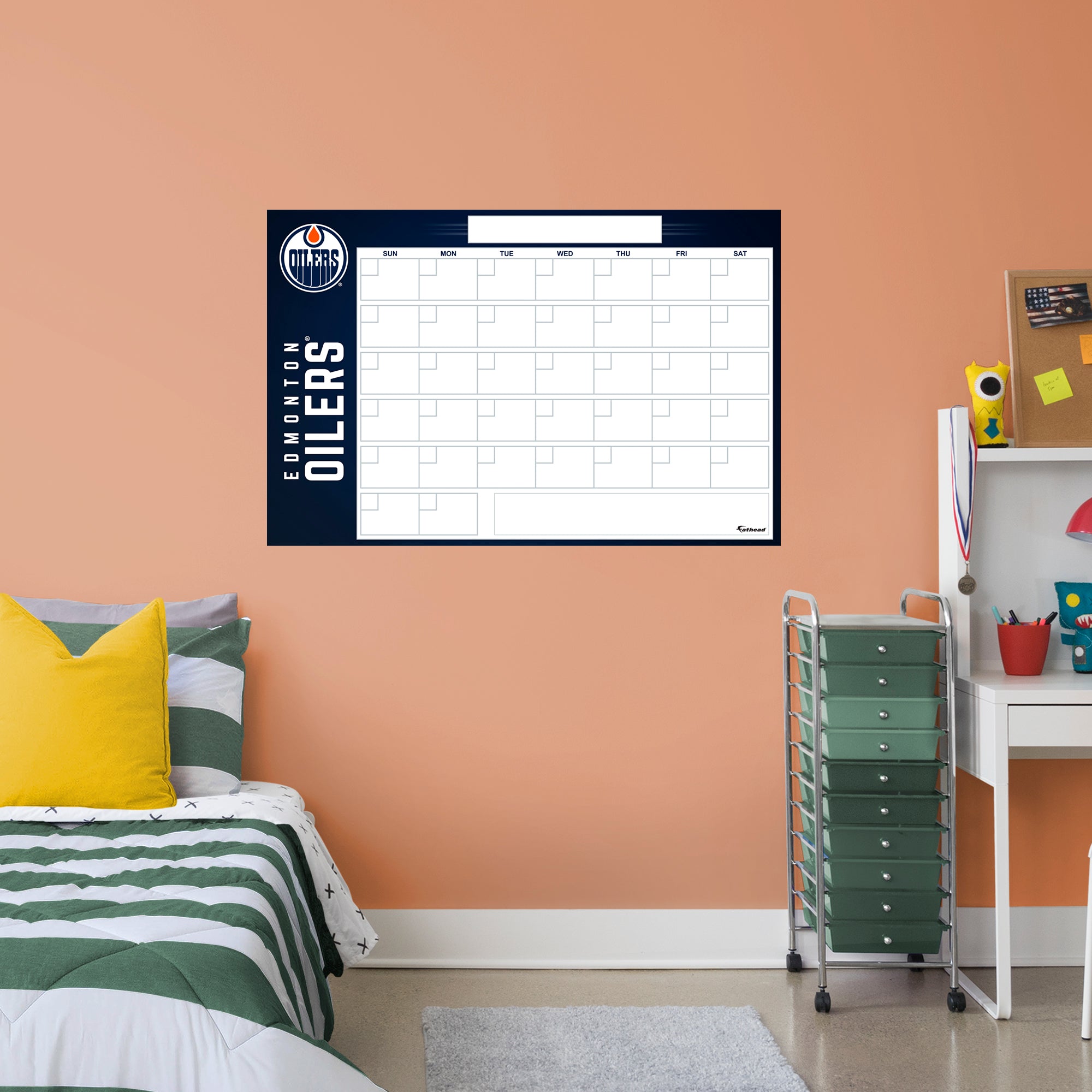 Edmonton Oilers Dry Erase Calendar - Officially Licensed NHL Removable Wall Decal Giant Decal (57"W x 34"H) by Fathead | Vinyl