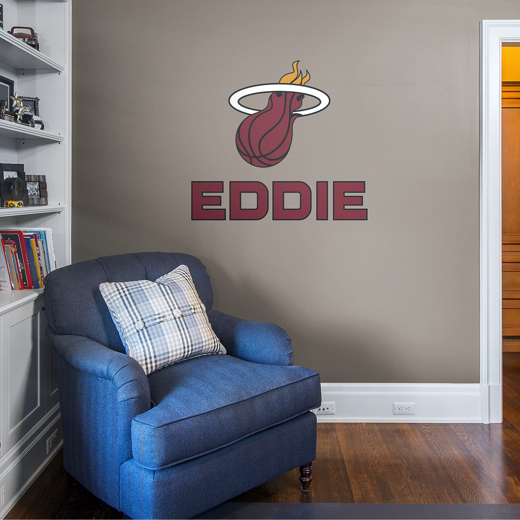 Miami Heat: Stacked Personalized Name - Officially Licensed NBA Transfer Decal in Red (52"W x 39.5"H) by Fathead | Vinyl
