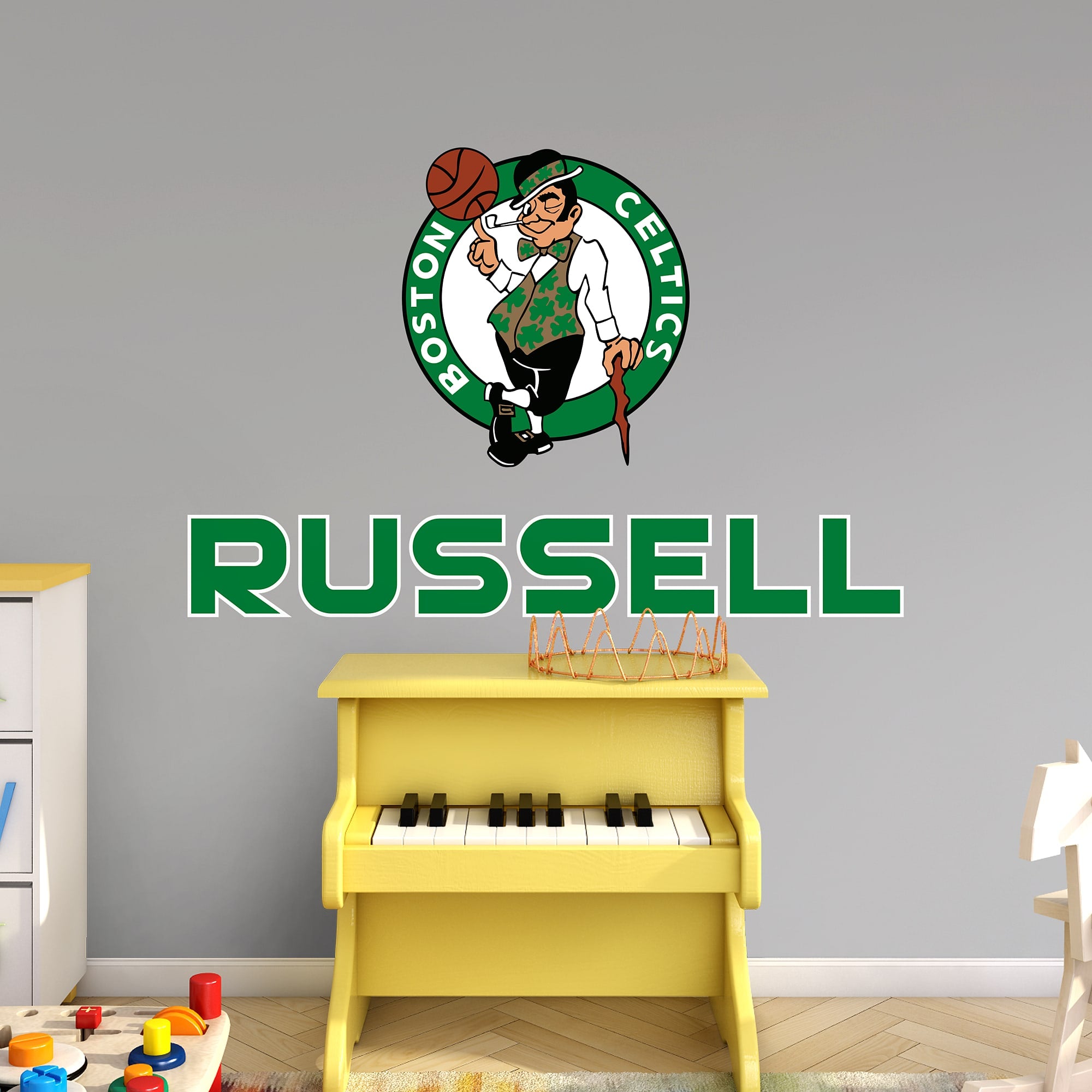 Boston Celtics: Stacked Personalized Name - Officially Licensed NBA Transfer Decal in Green (52"W x 39.5"H) by Fathead | Vinyl