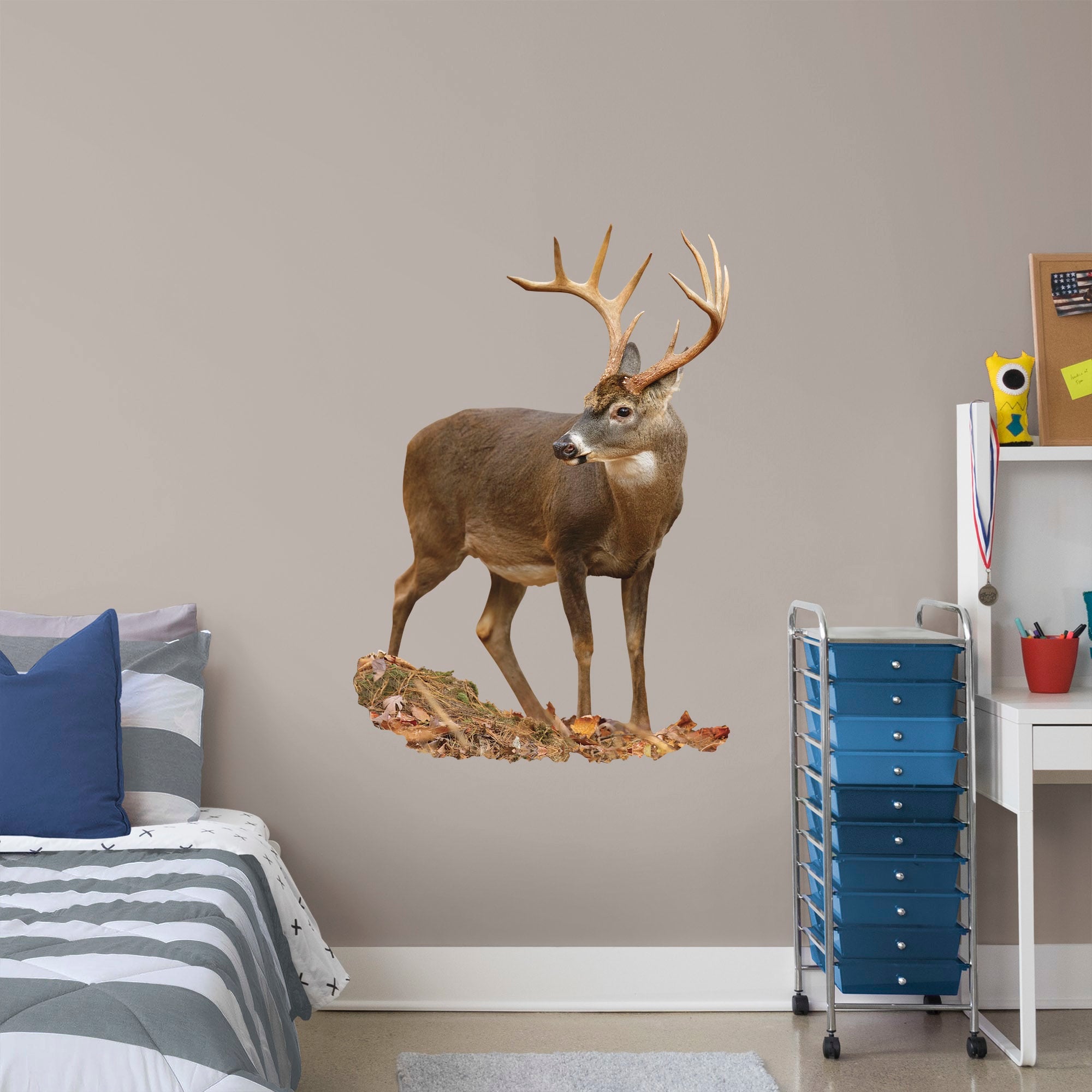 Deer - Removable Vinyl Decal Giant Animal + 2 Decals (36"W x 51"H) by Fathead | Wood/Vinyl