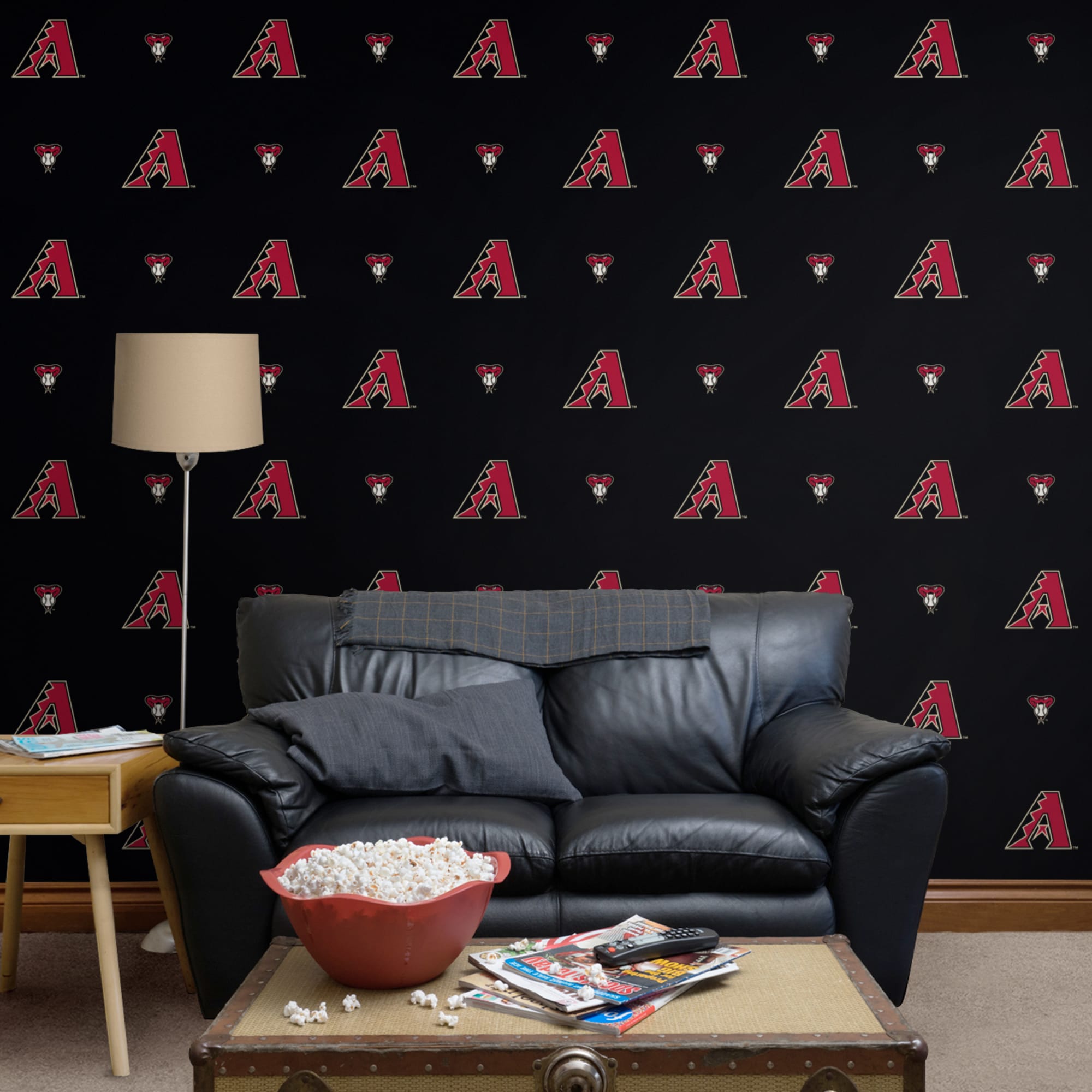 Arizona Diamondbacks: Logo Pattern - Officially Licensed Removable Wallpaper 12" x 12" Sample by Fathead | 100% Vinyl