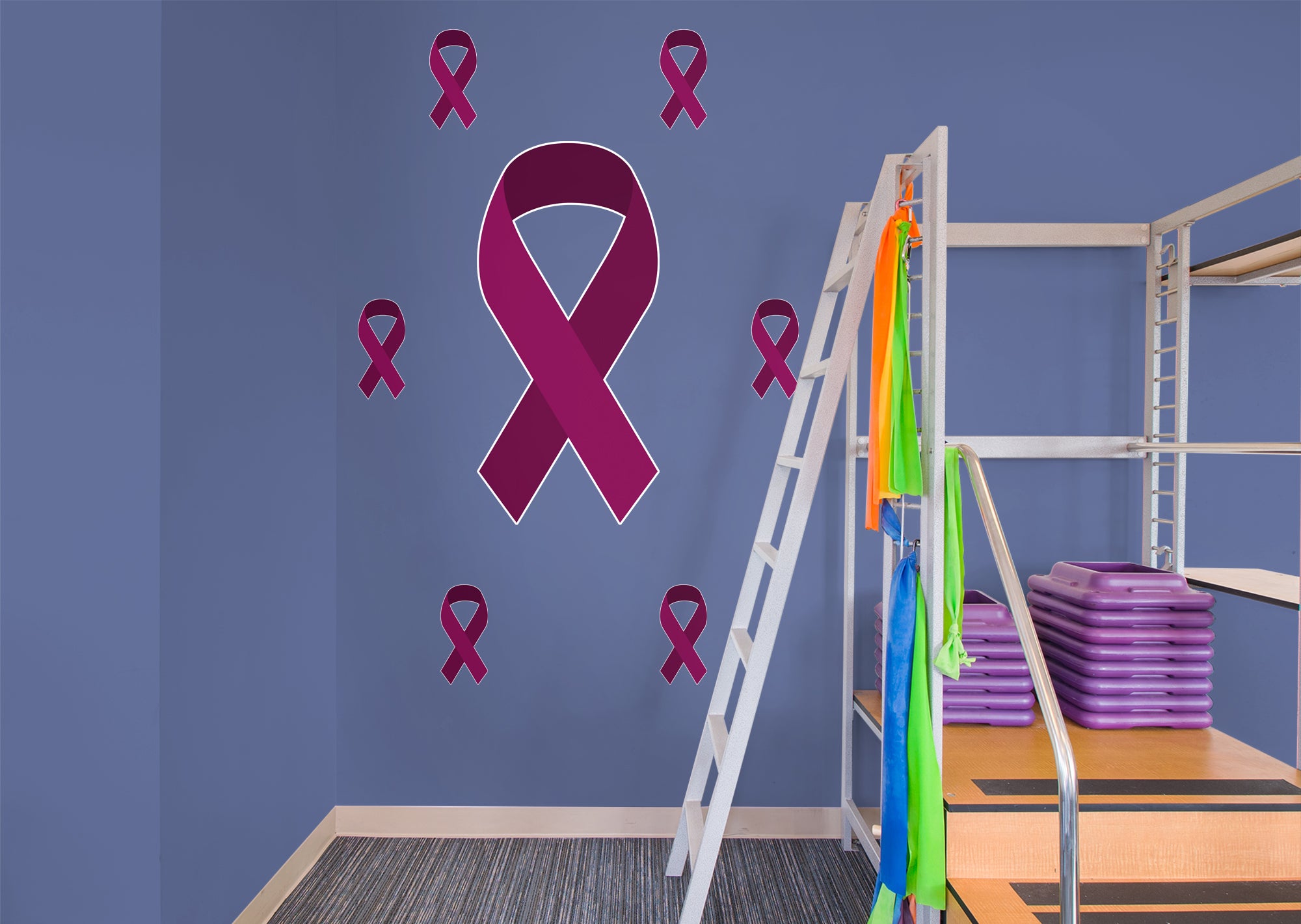 Colors of Cancer Ribbons: American Cancer Society Removable Wall Decal Giant Myeloma Cancer Ribbon + 6 Decals (24"W x 51"H) by F