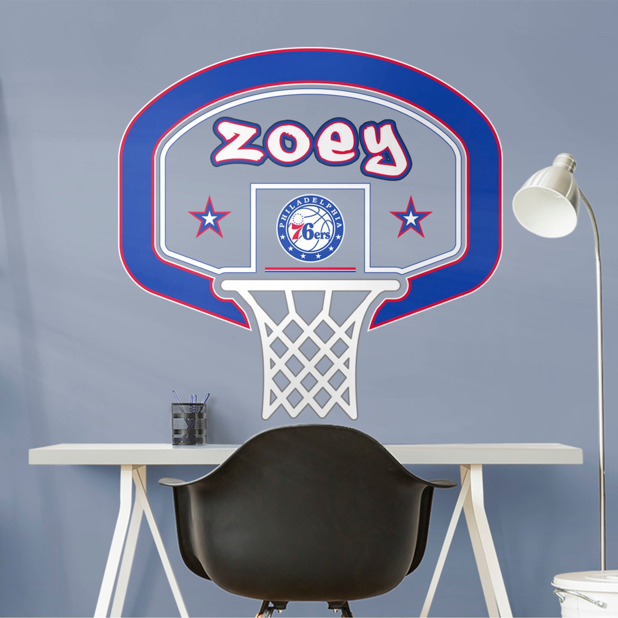 Philadelphia 76ers: Personalized Name - Officially Licensed NBA Transfer Decal 52.0"W x 39.5"H by Fathead | Vinyl