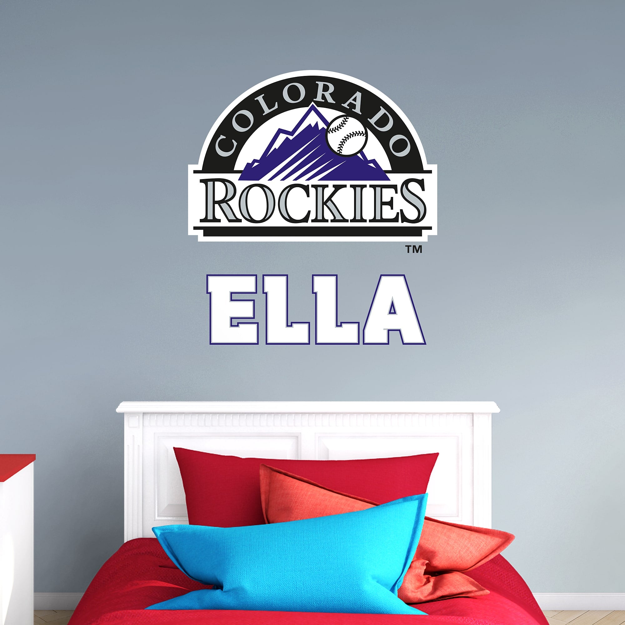 Colorado Rockies: Stacked Personalized Name - Officially Licensed MLB Transfer Decal in White (52"W x 39.5"H) by Fathead | Vinyl