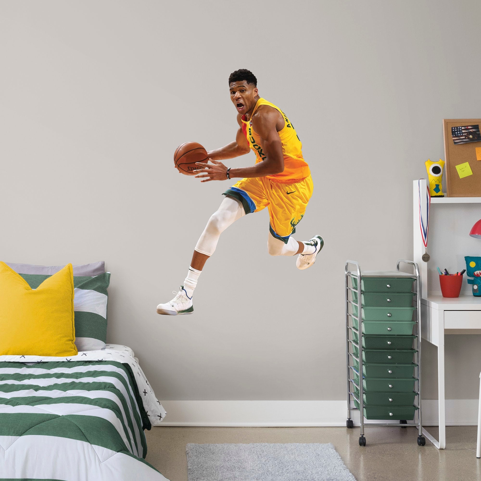 Giannis Antetokounmpo for Milwaukee Bucks: City Jersey - Officially Licensed NBA Removable Wall Decal Giant Athlete + 2 Decals (