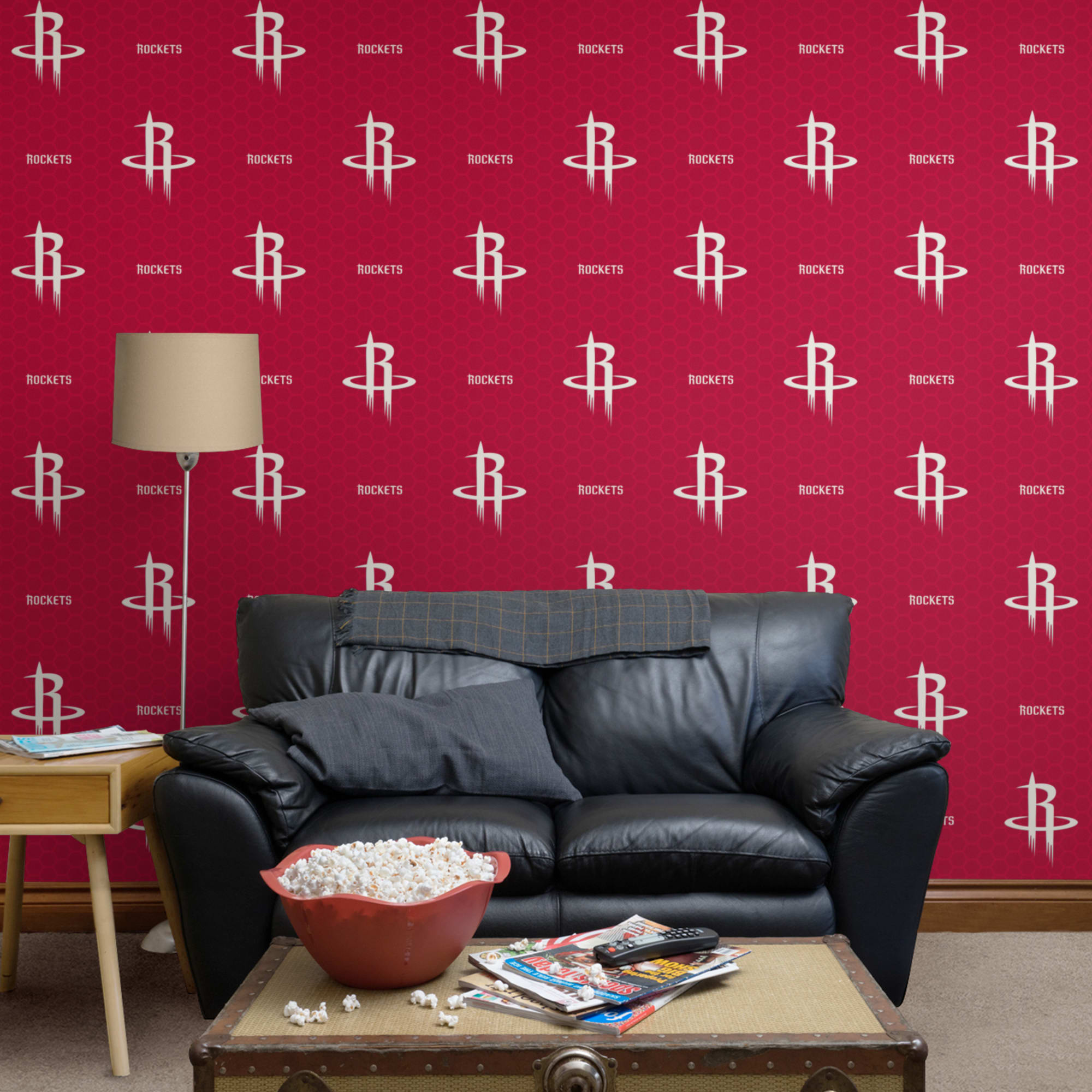 Houston Rockets: Logo Pattern - Officially Licensed Removable Wallpaper 12" x 12" Sample by Fathead | 100% Vinyl