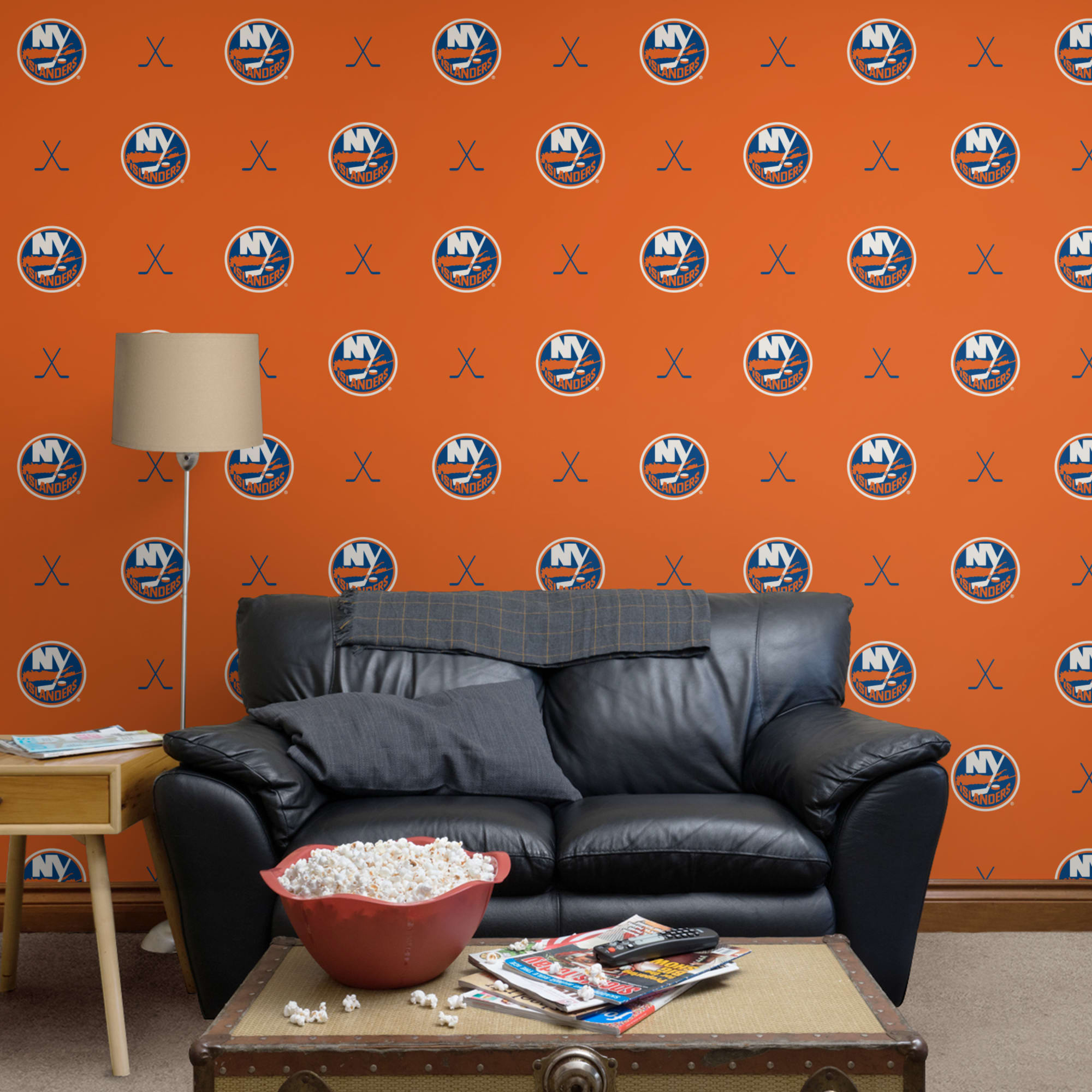 New York Islanders: Sticks Pattern - Officially Licensed NHL Removable Wallpaper 12" x 12" Sample by Fathead