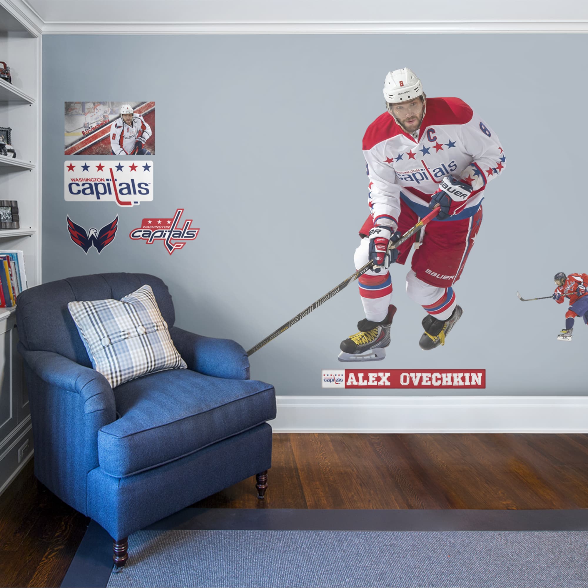 Alex Ovechkin for Washington Capitals: No. 8 - Officially Licensed NHL Removable Wall Decal Athlete +9 Team Decals (72"W x 72"H)