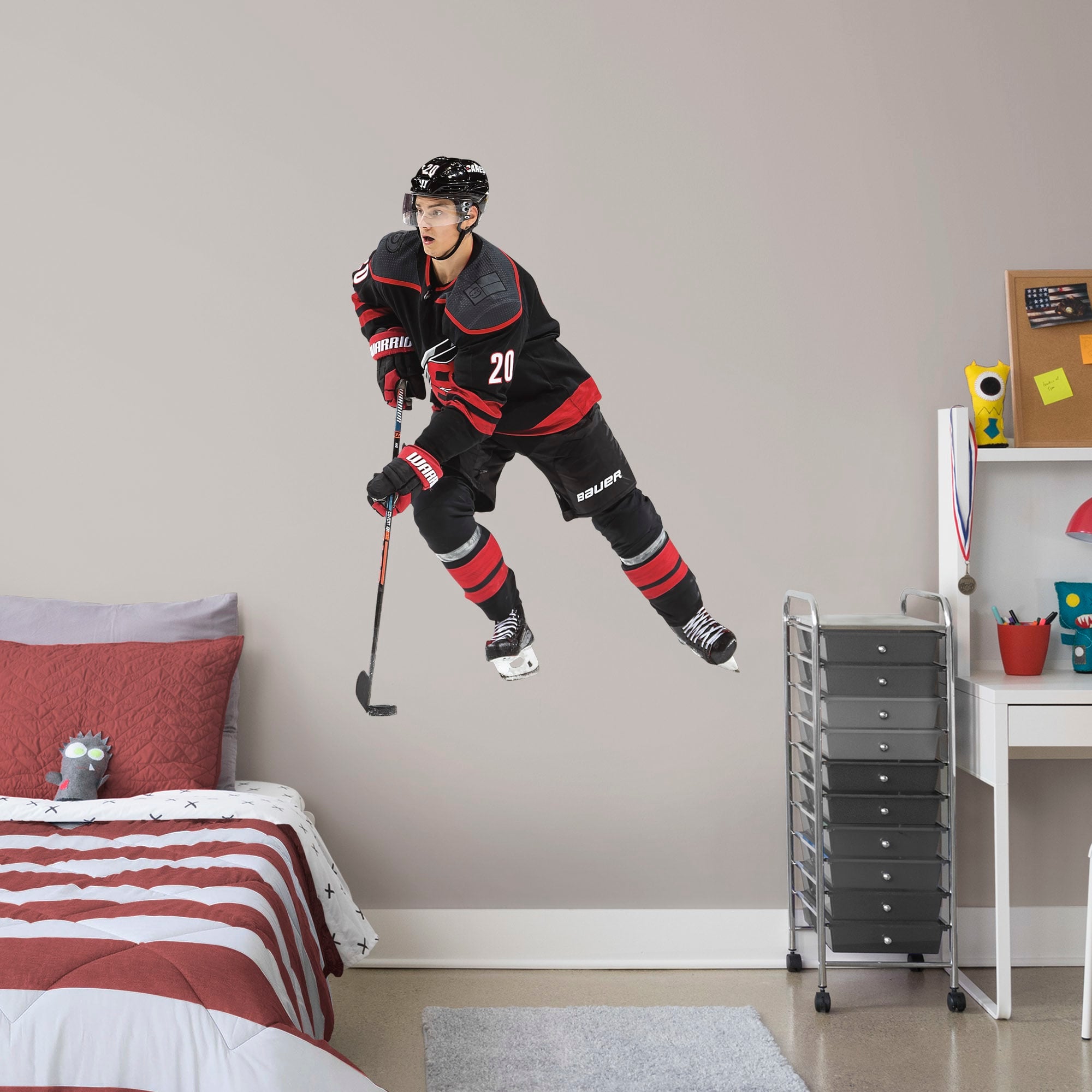 Sebastian Aho for Carolina Hurricanes - Officially Licensed NHL Removable Wall Decal Giant Athlete + 2 Decals (44"W x 56"H) by F
