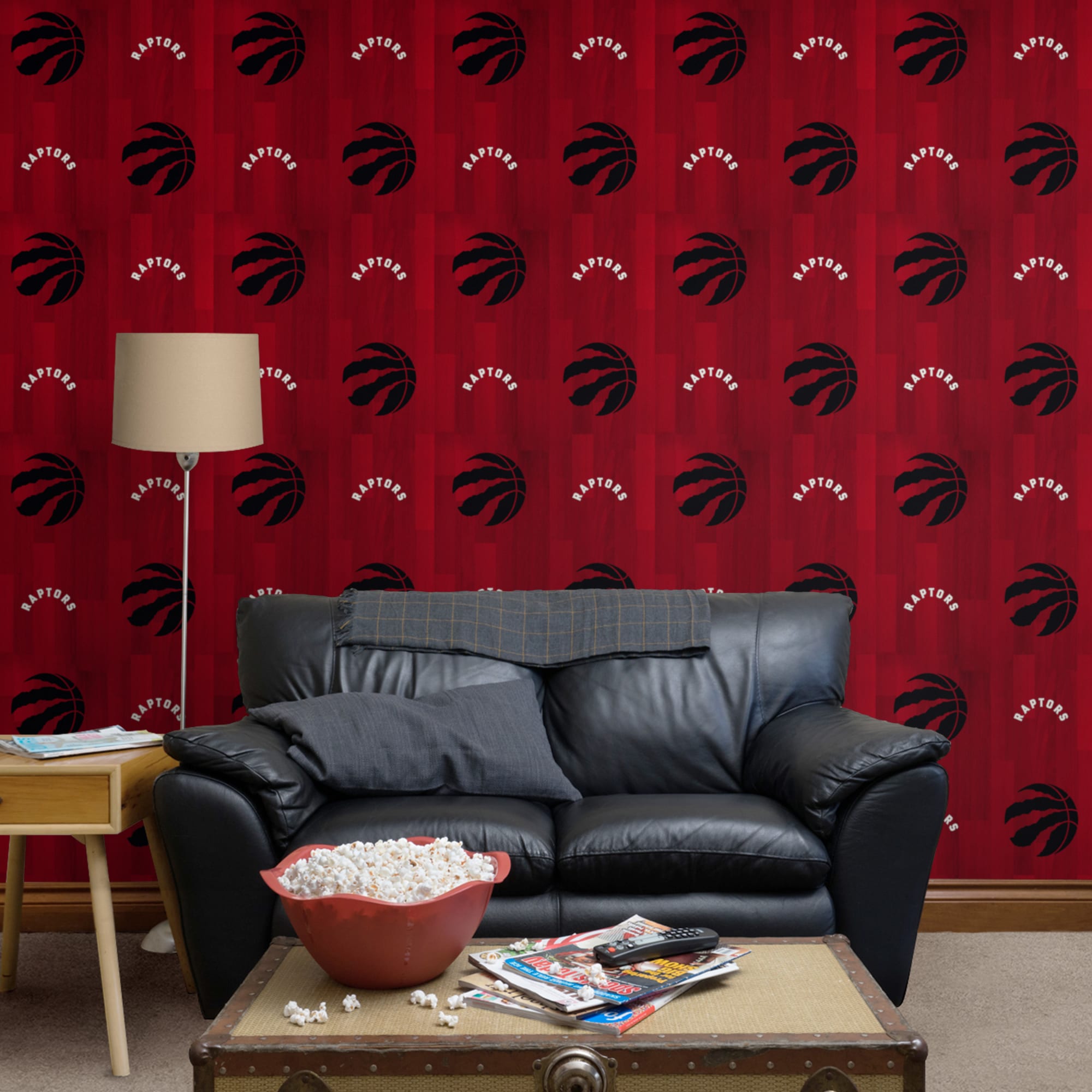 Toronto Raptors: Hardwood Pattern - Officially Licensed Removable Wallpaper 12" x 12" Sample by Fathead