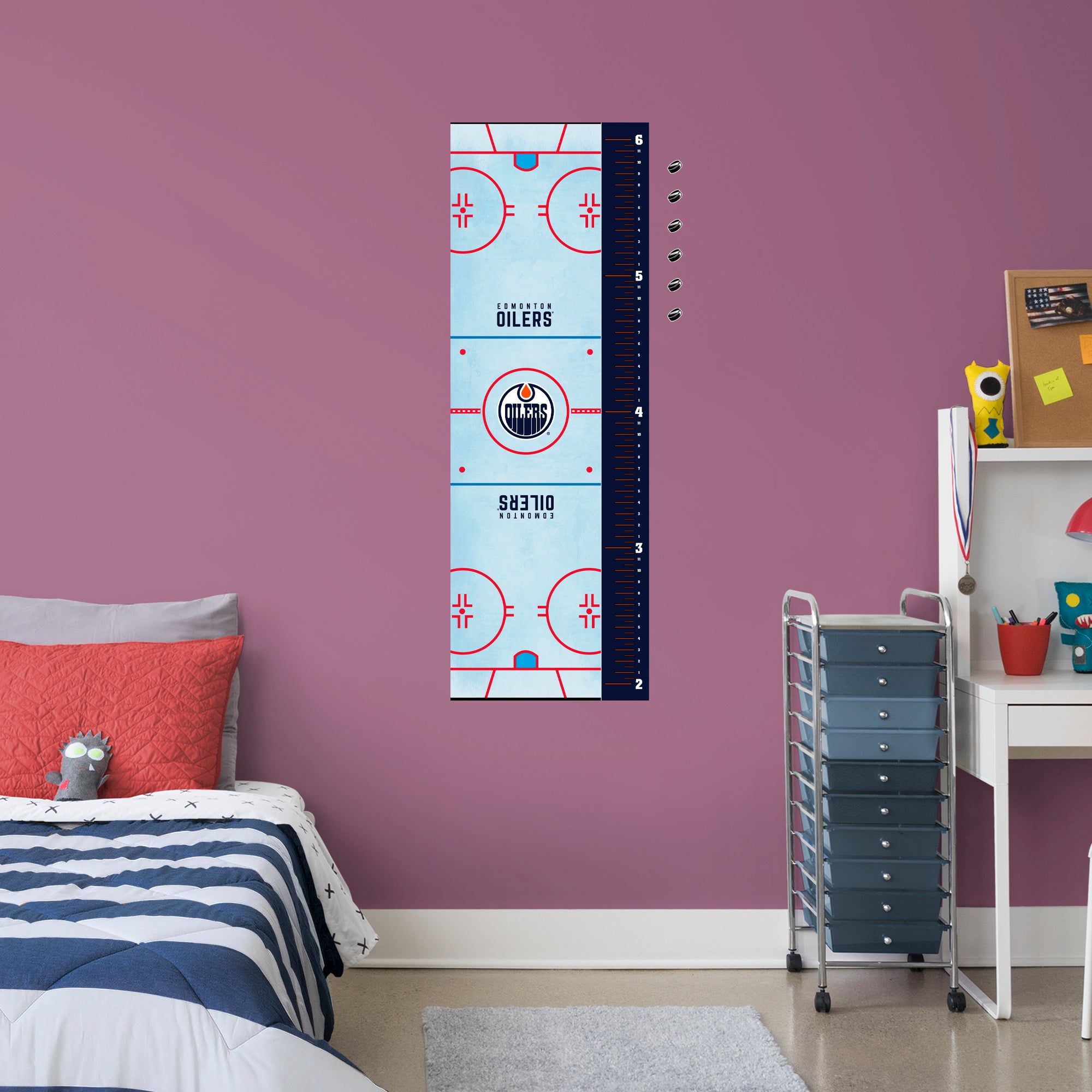 Edmonton Oilers: Rink Growth Chart - Officially Licensed NHL Removable Wall Graphic Large by Fathead | Vinyl